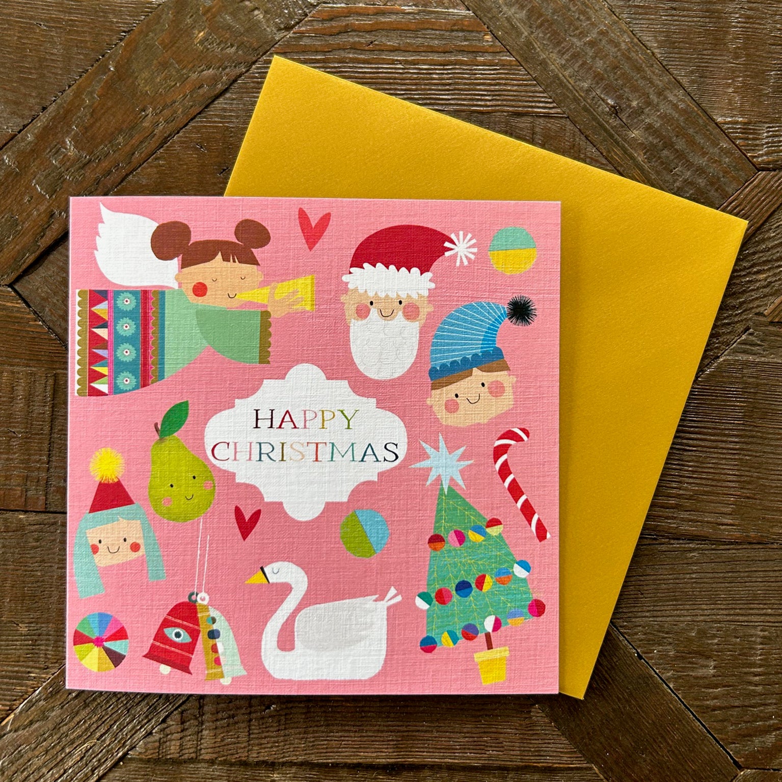 BPK01 pink merry christmas card