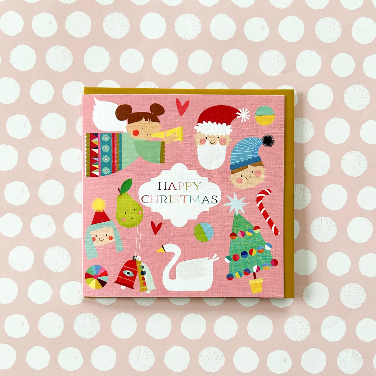 BPK01 pink merry christmas card