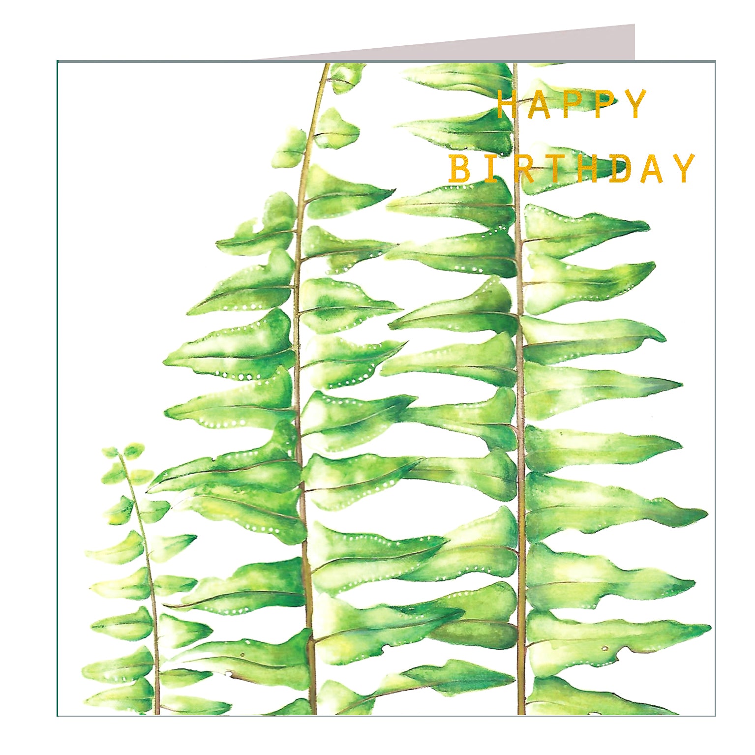 GBT03 gold foiled sword fern birthday card