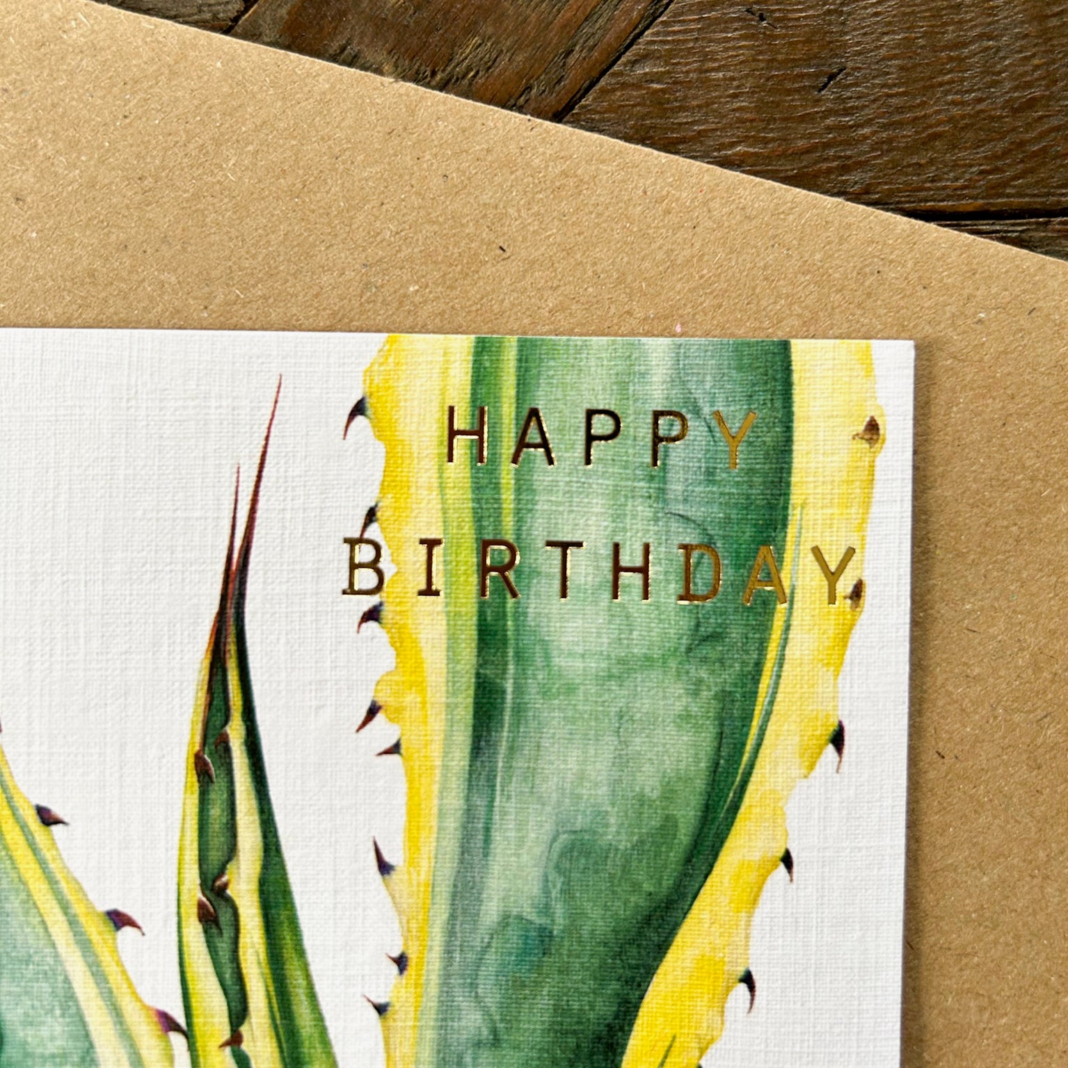 GBT04 gold foiled agave birthday card