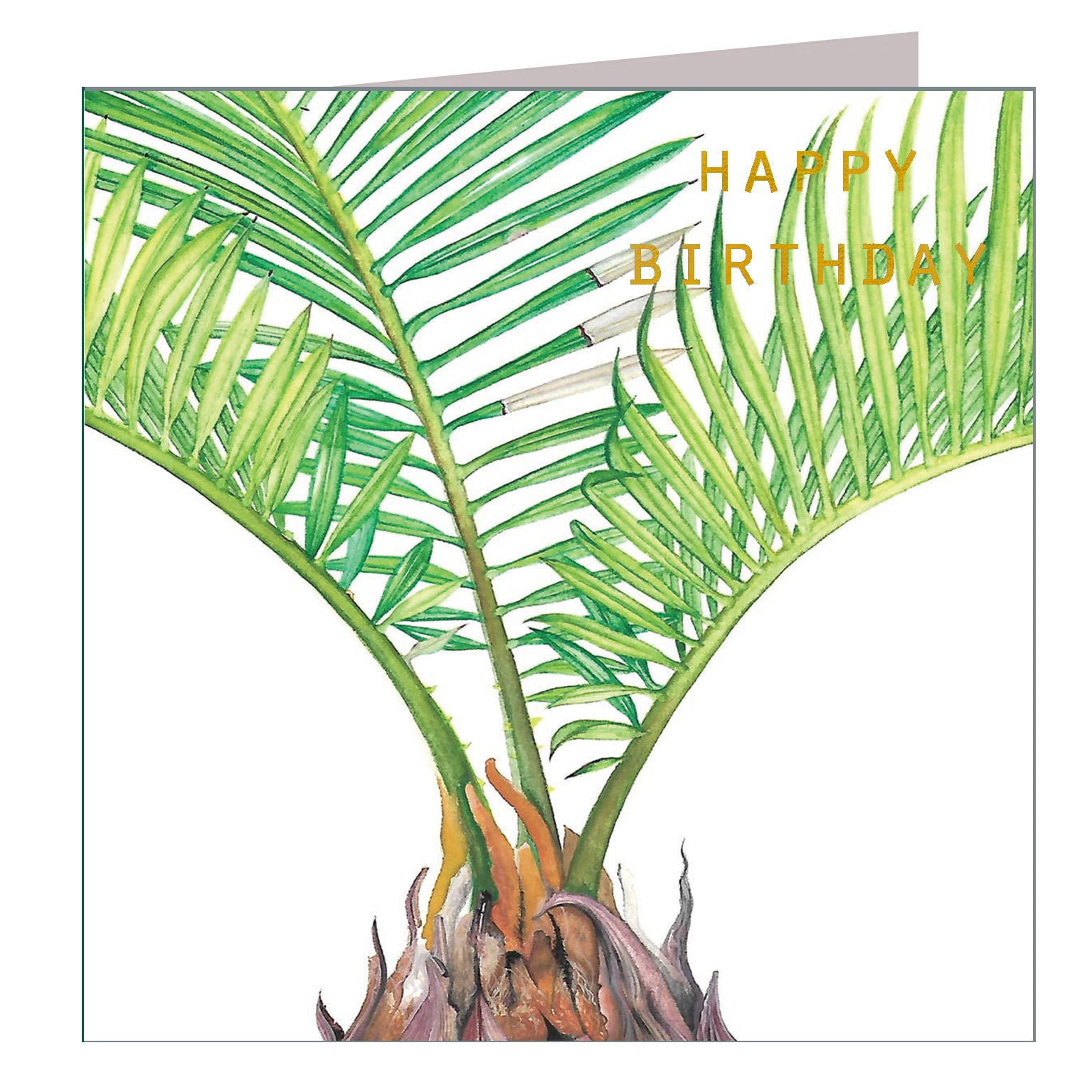 GBT05 gold foiled sago palm birthday card