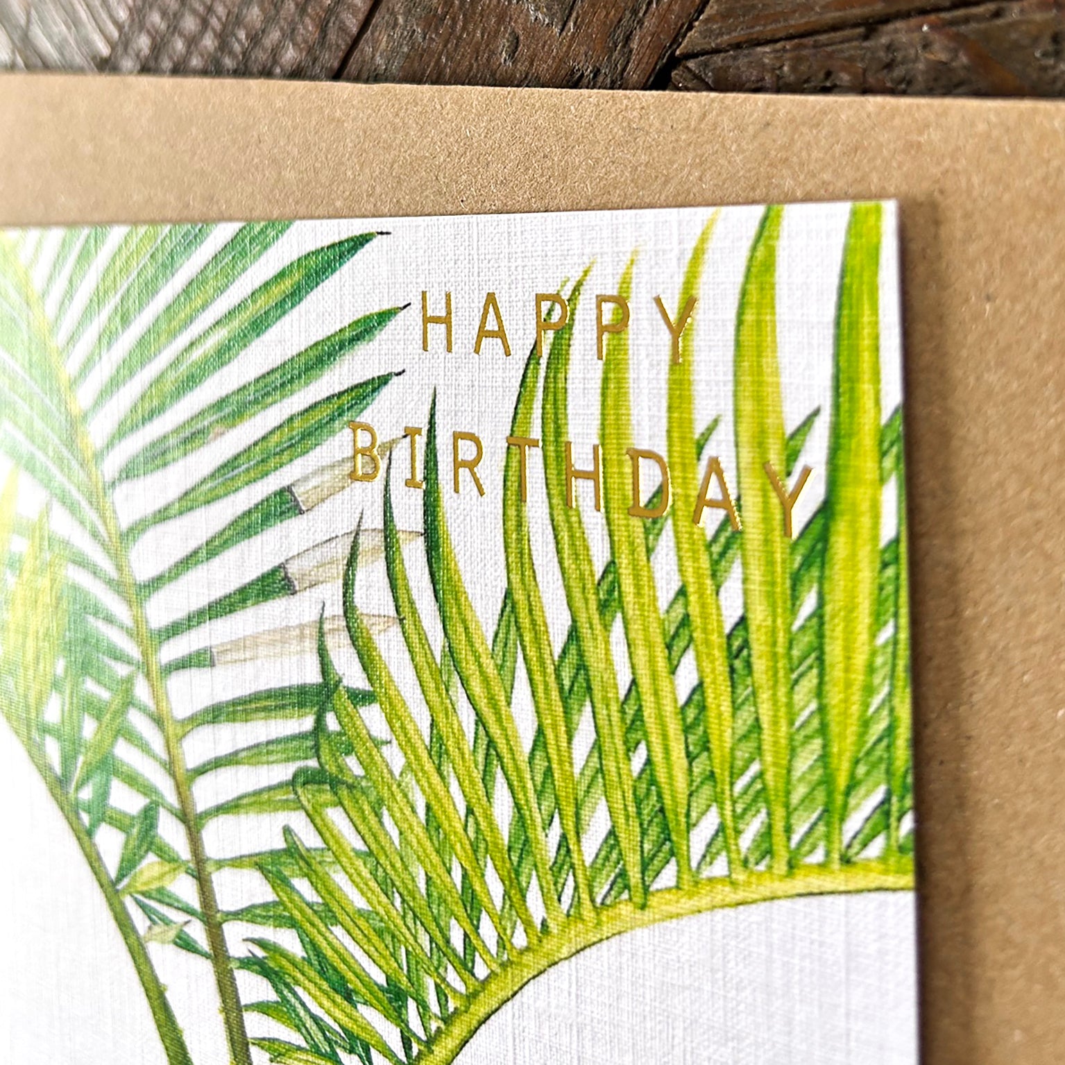 GBT05 gold foiled sago palm birthday card