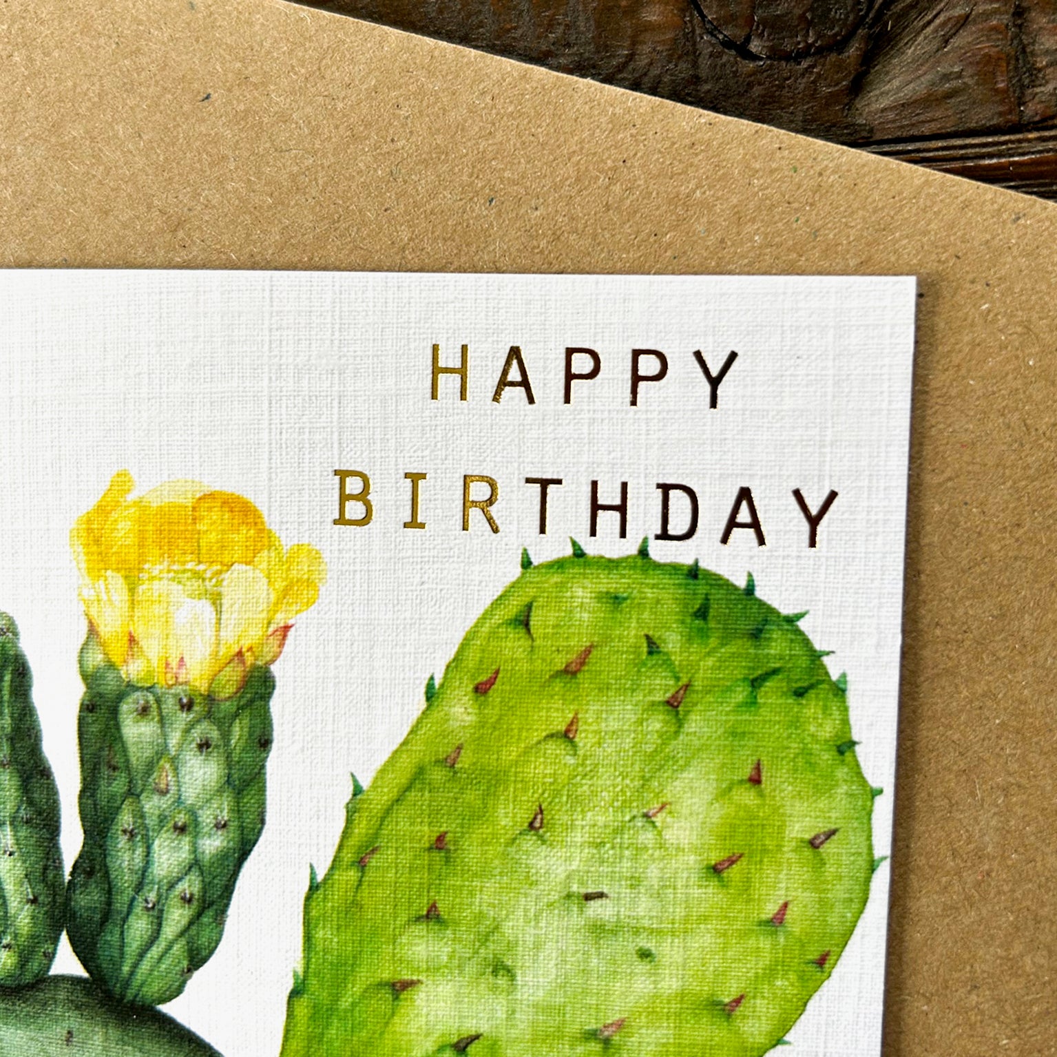 GBT07 gold foiled prickly pear birthday card