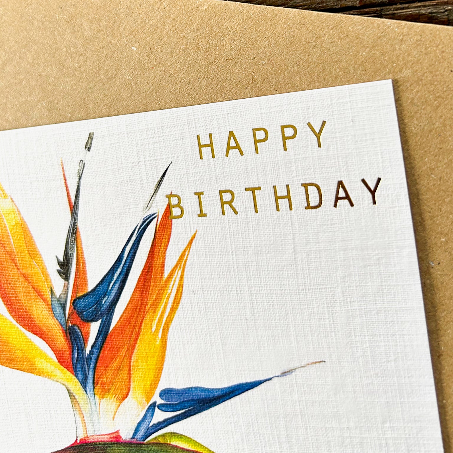GBT09 gold foiled bird of paradise birthday card
