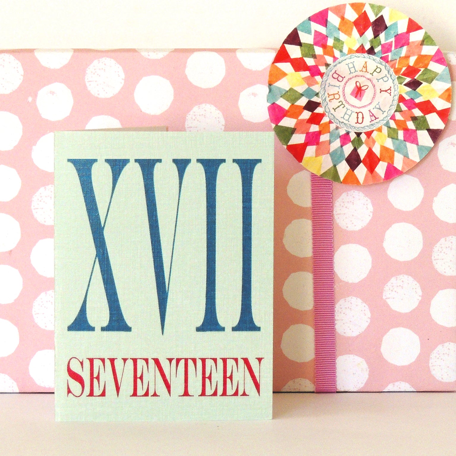 BTW41 mini roman numerals seventeen card
