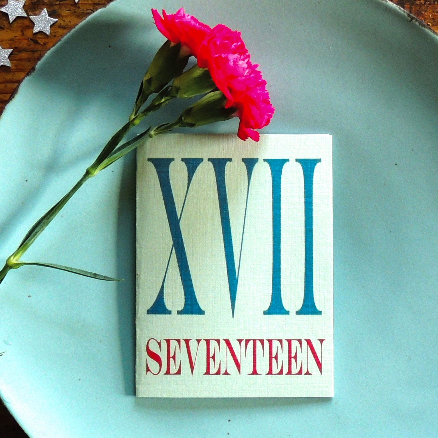 BTW41 mini roman numerals seventeen card