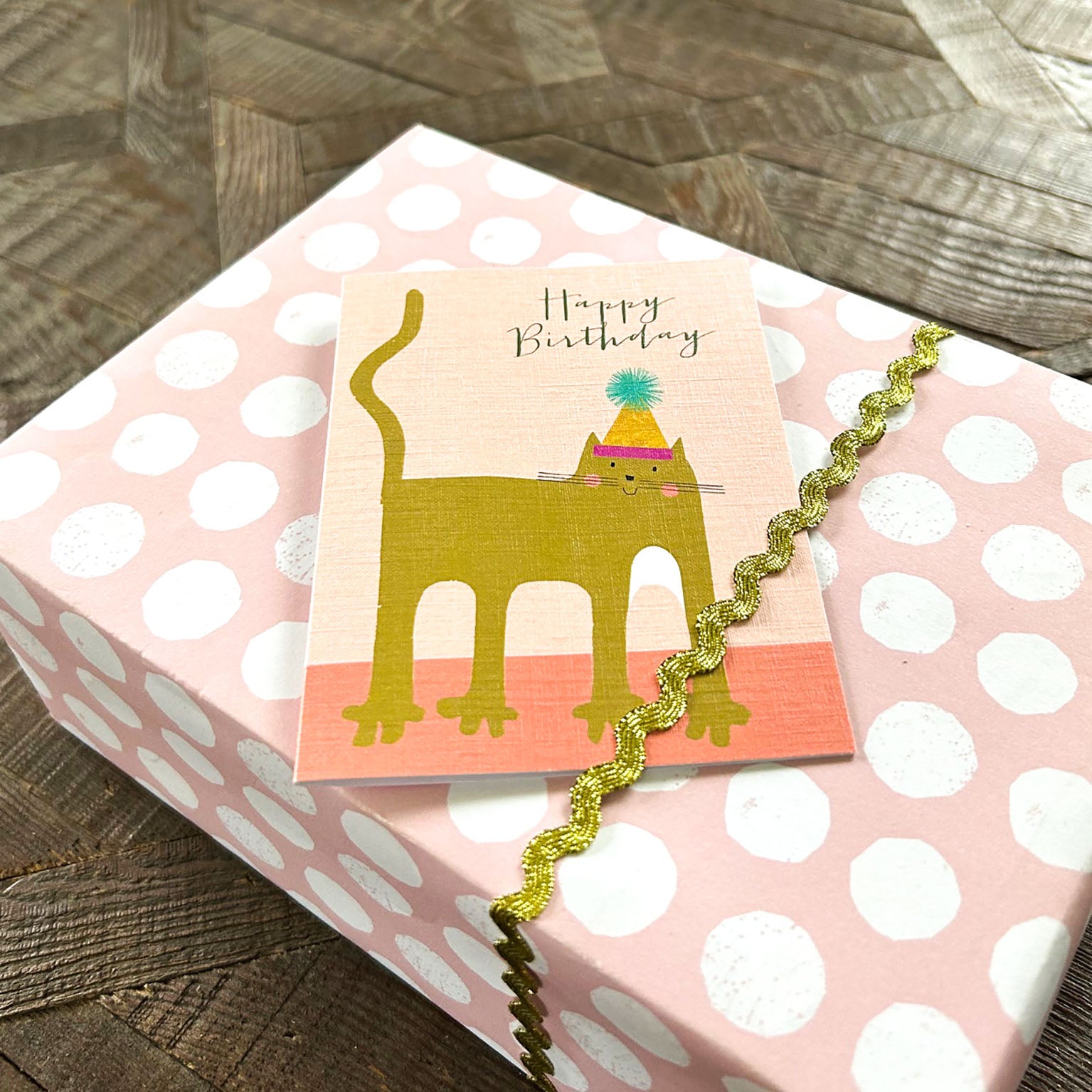 CA01 mini pink cat birthday card