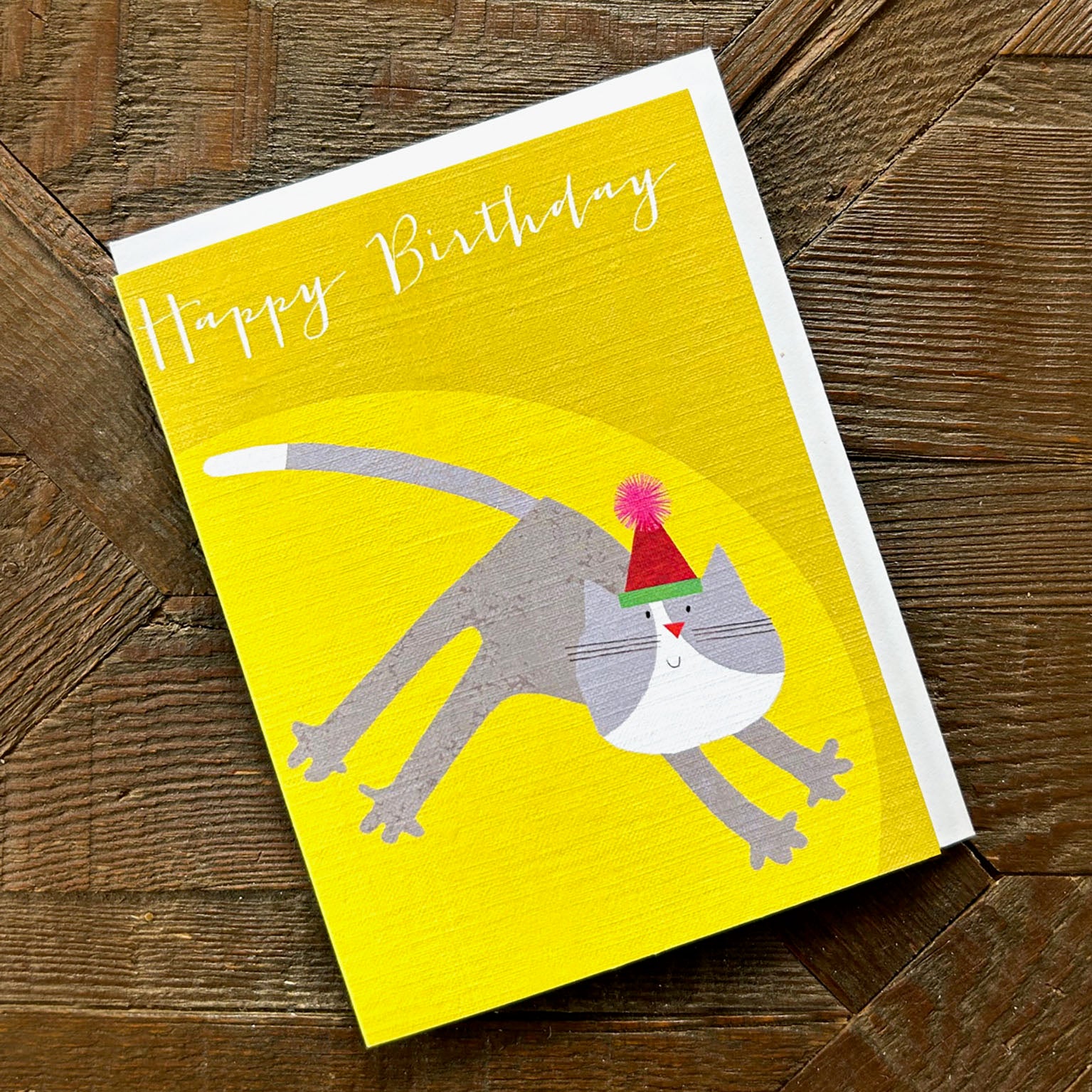CA02 mini grey cat birthday card