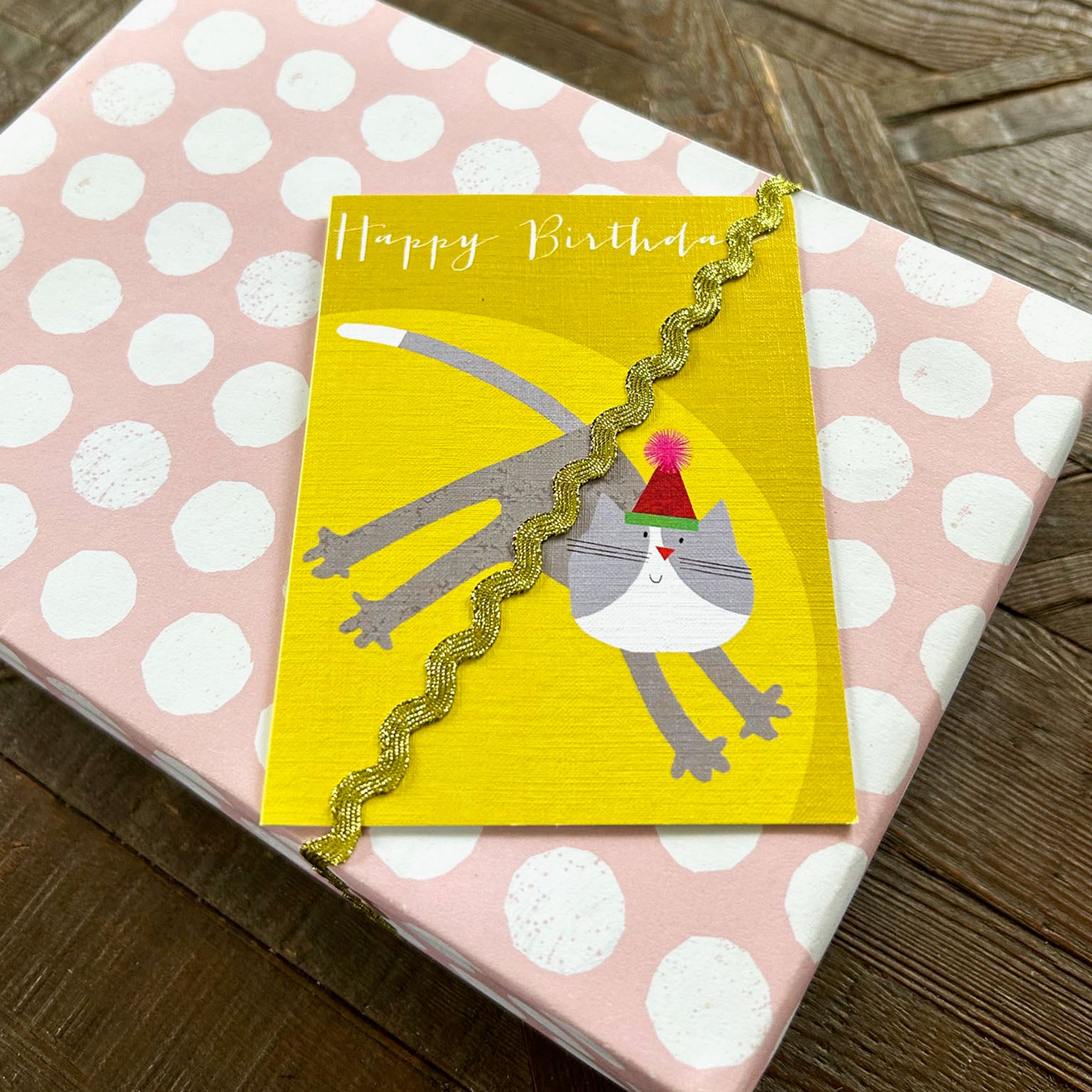 CA02 mini grey cat birthday card