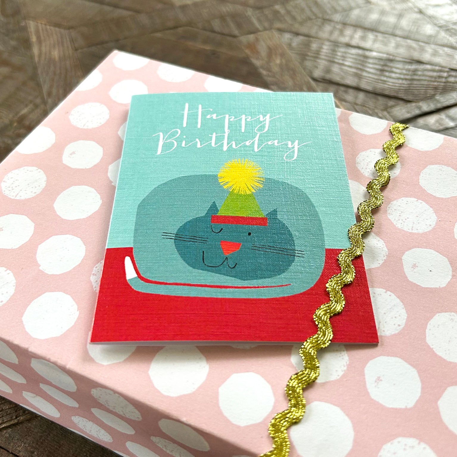 CA03 mini blue cat birthday card