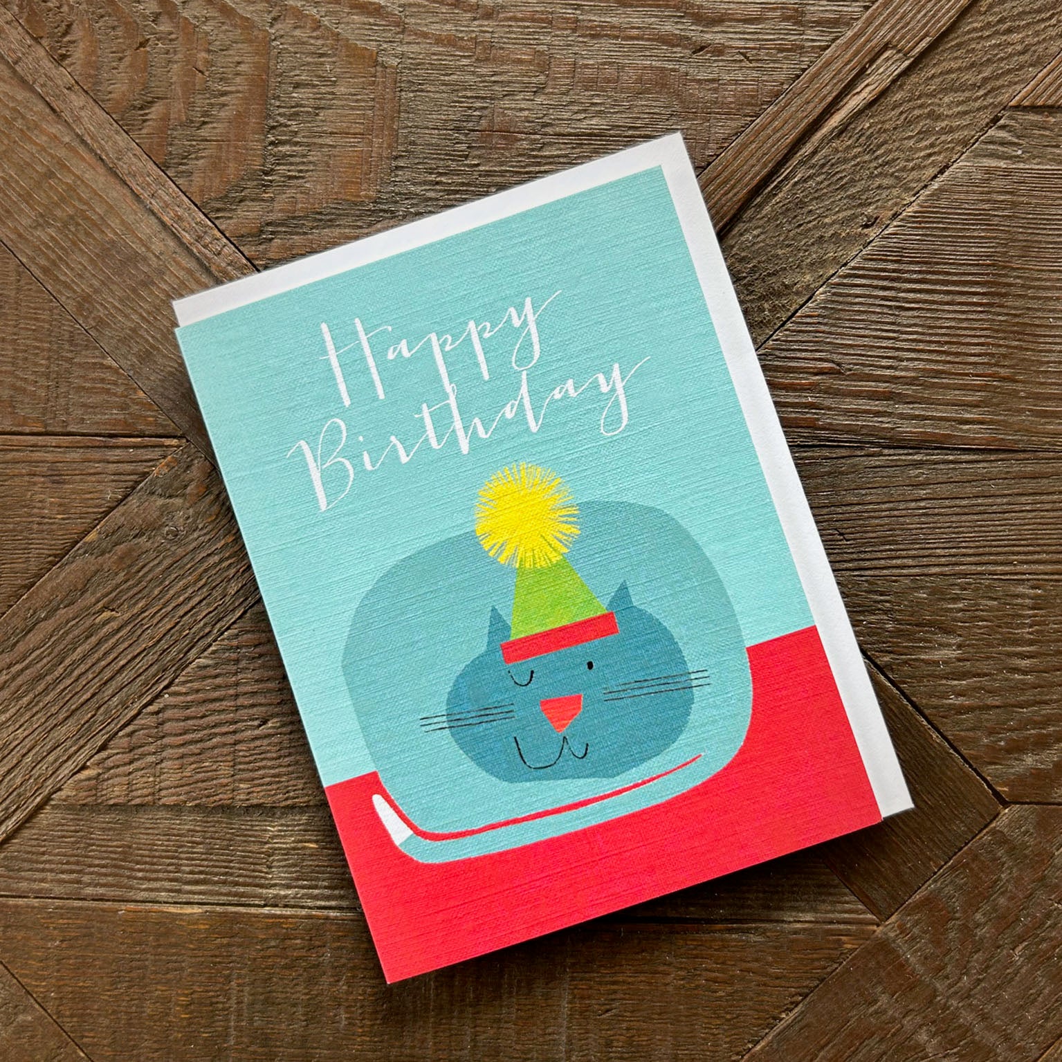 CA03 mini blue cat birthday card