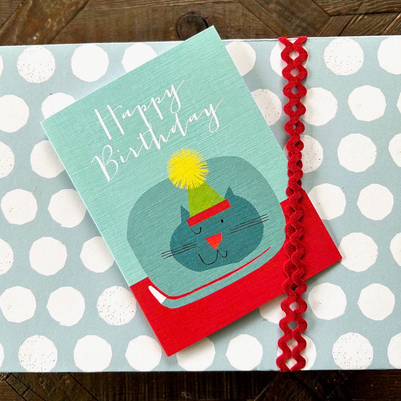 CA03 mini blue cat birthday card