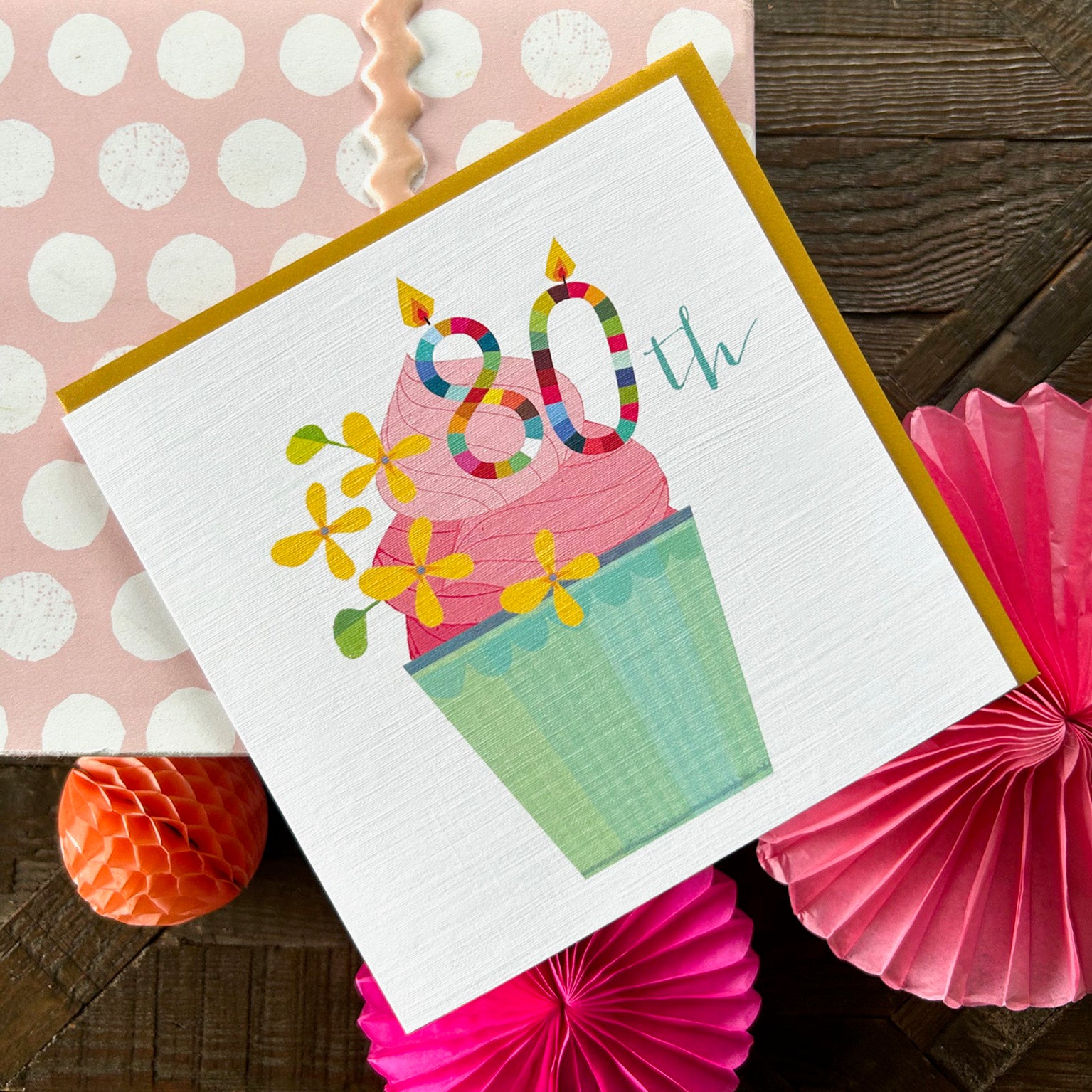 CC80 cupcake 80th birthday card