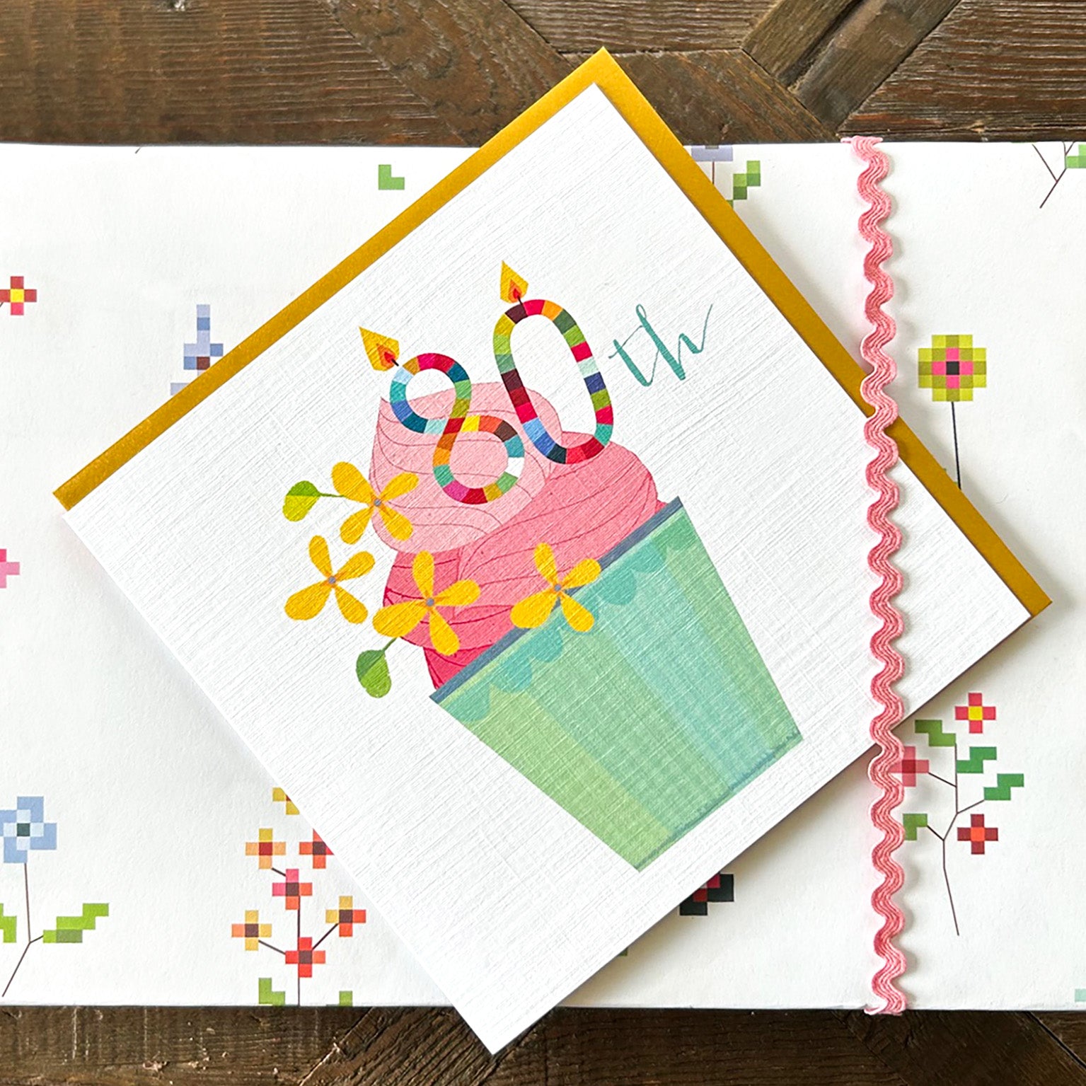 CC80 cupcake 80th birthday card