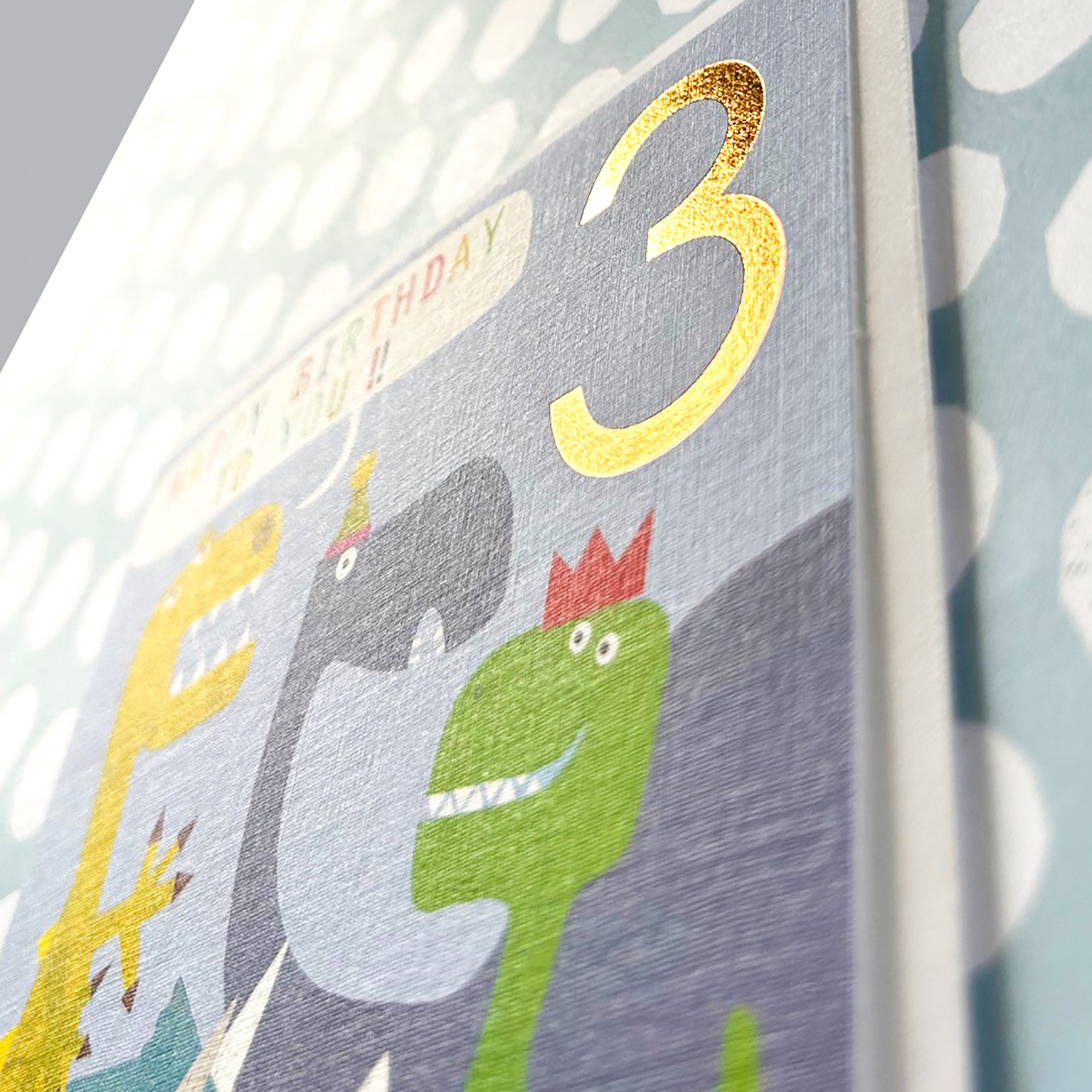 CP03 copper foiled dinosaur 3rd birthday card