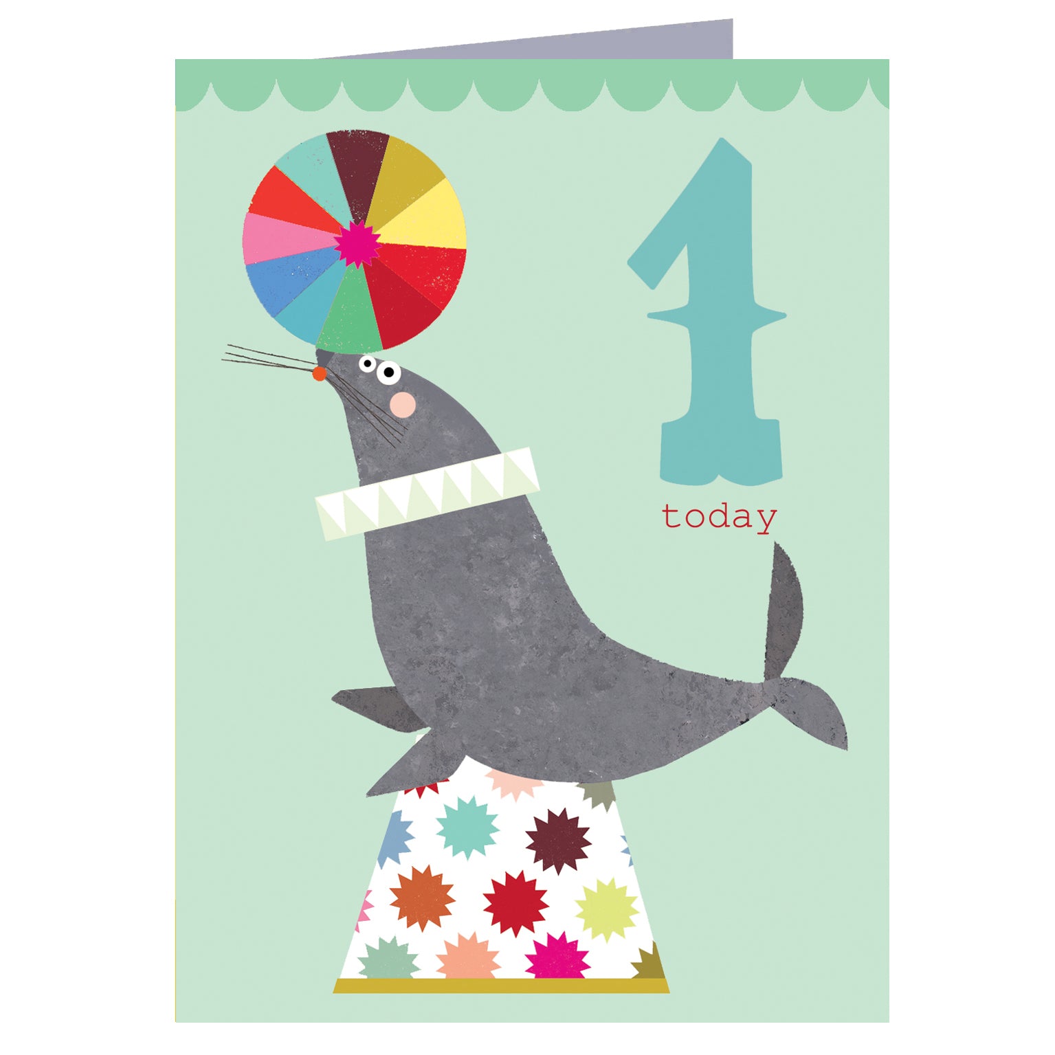 CTW01 mini seal 1st birthday card