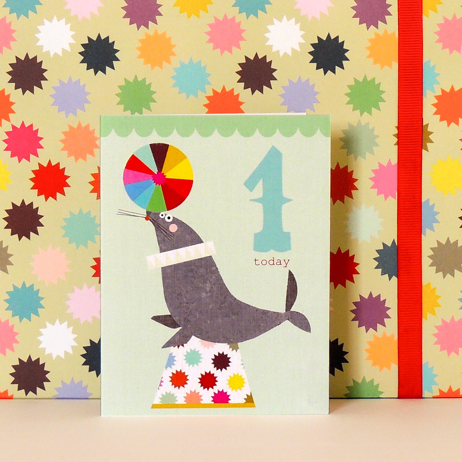 CTW01 mini seal 1st birthday card