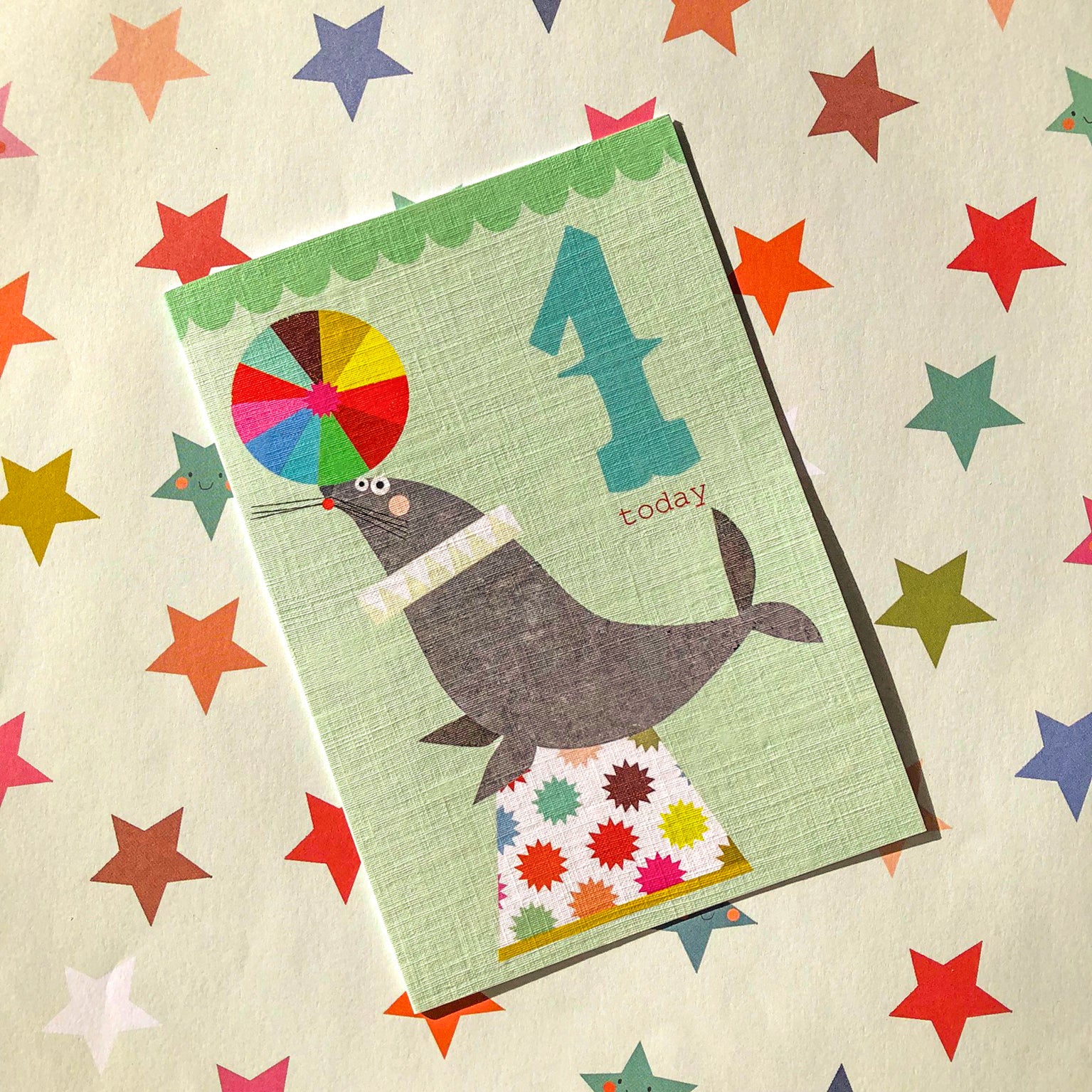 CTW01 mini seal 1st birthday card
