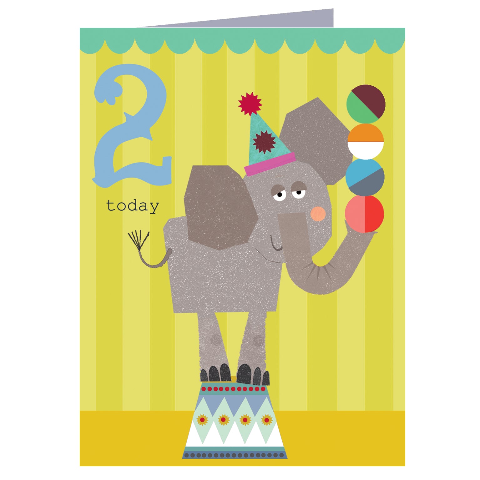 CTW02 mini elephant 2nd birthday card