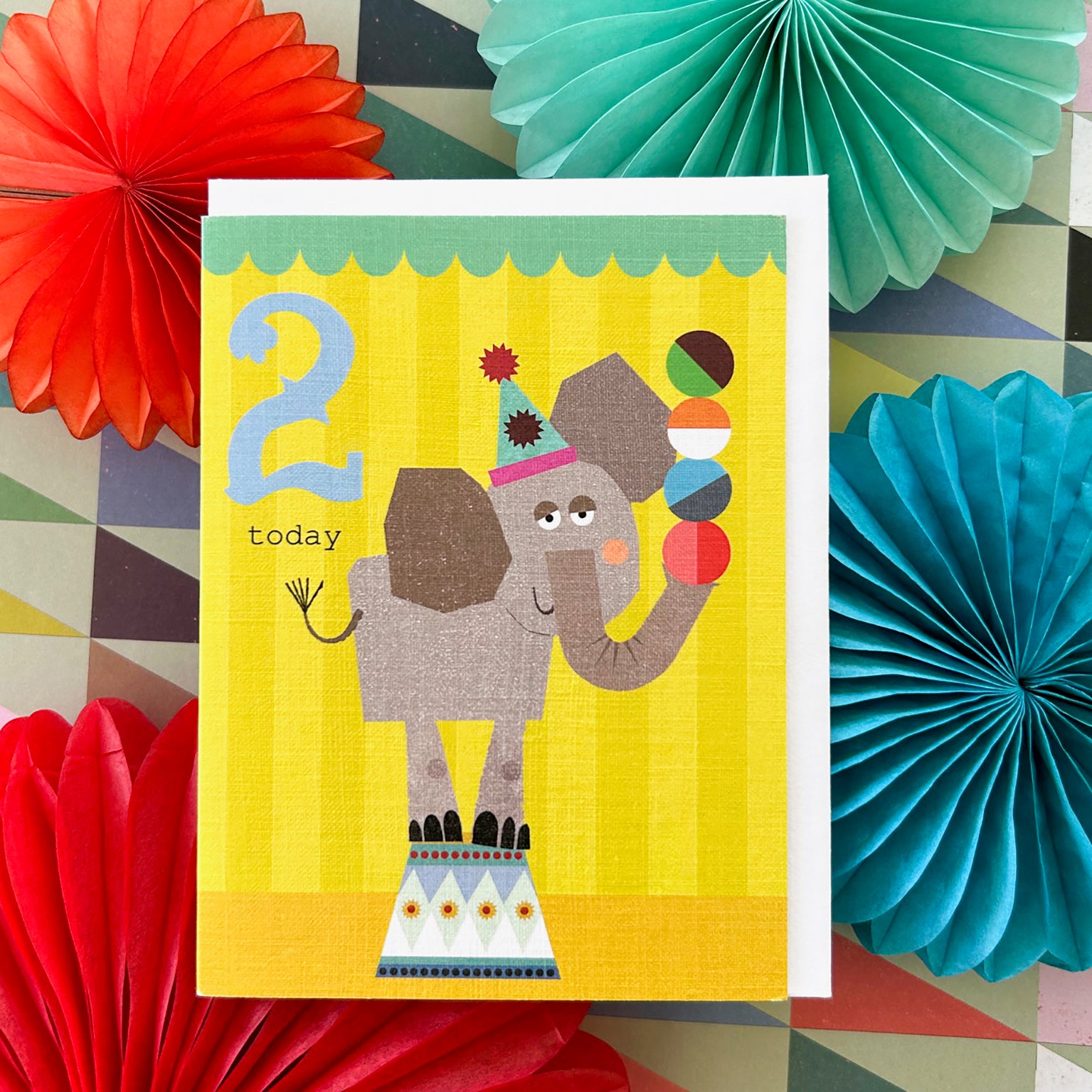 CTW02 mini elephant 2nd birthday card