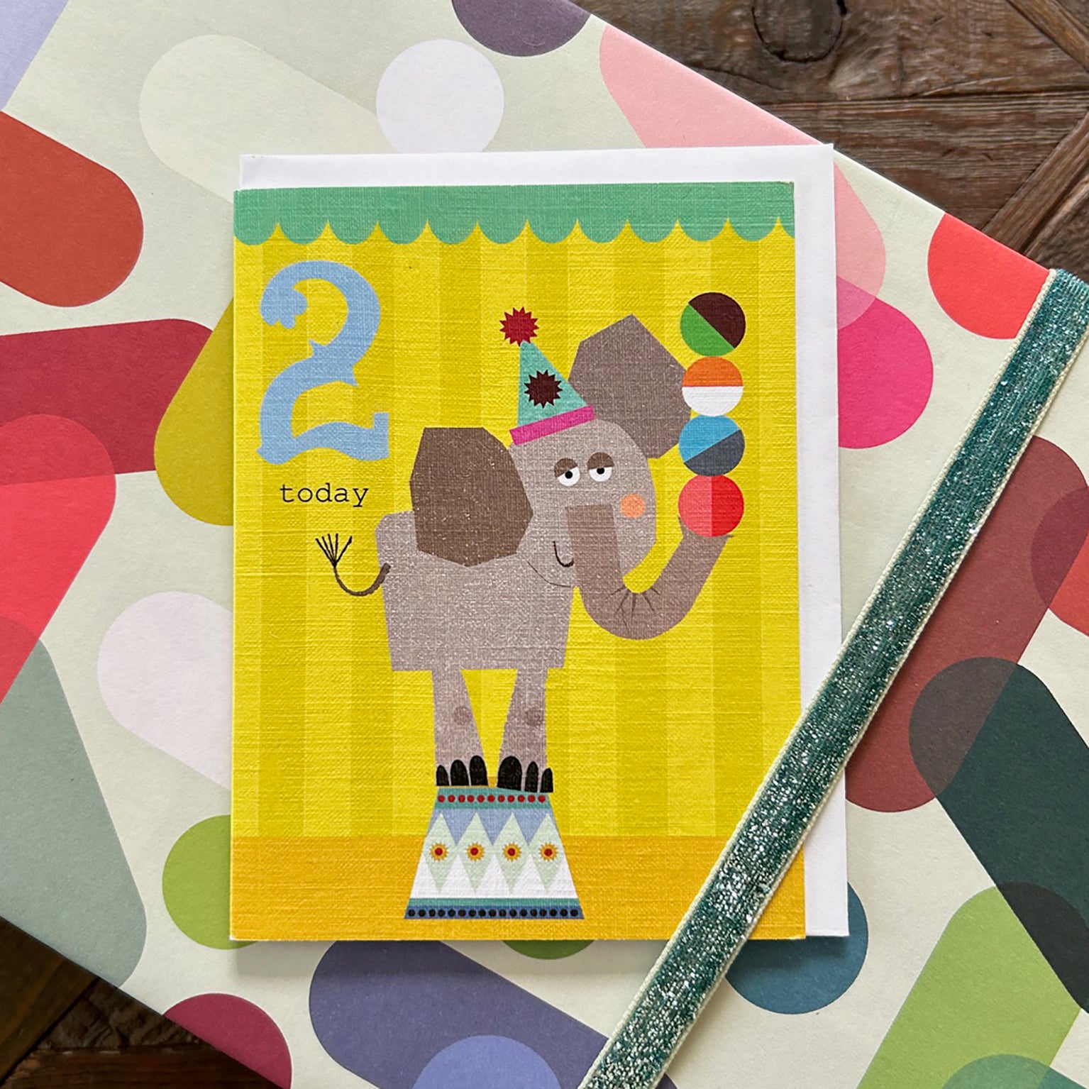 CTW02 mini elephant 2nd birthday card