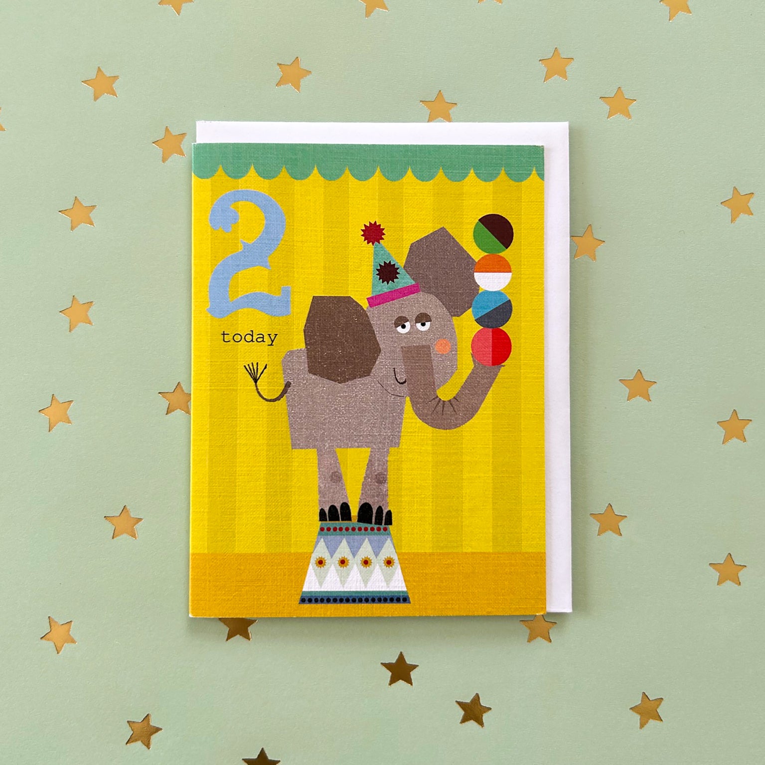 CTW02 mini elephant 2nd birthday card
