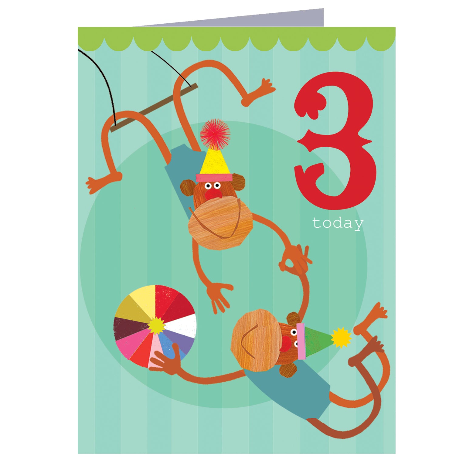CTW03 mini monkeys 3rd birthday card
