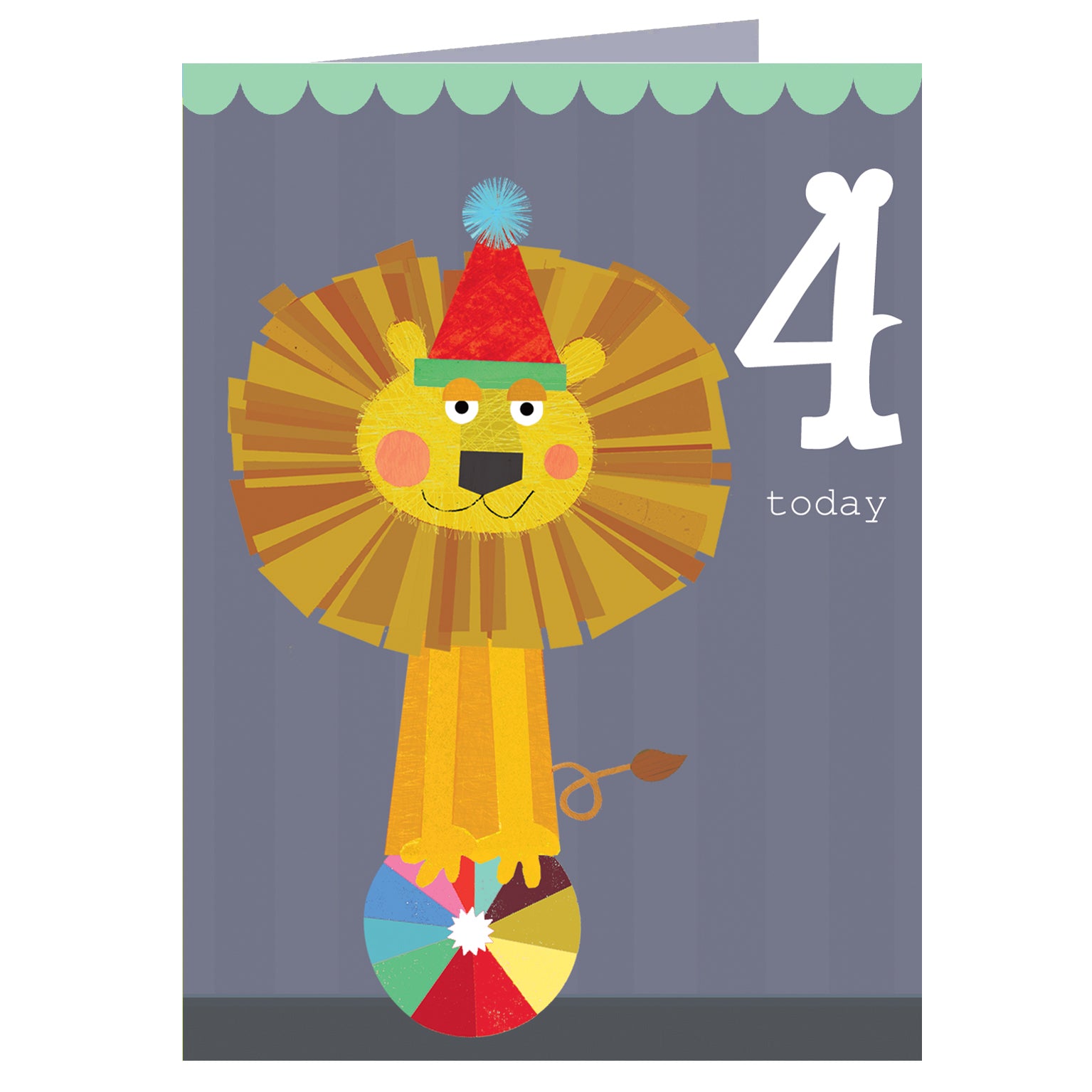 CTW04 mini lion 4th birthday card