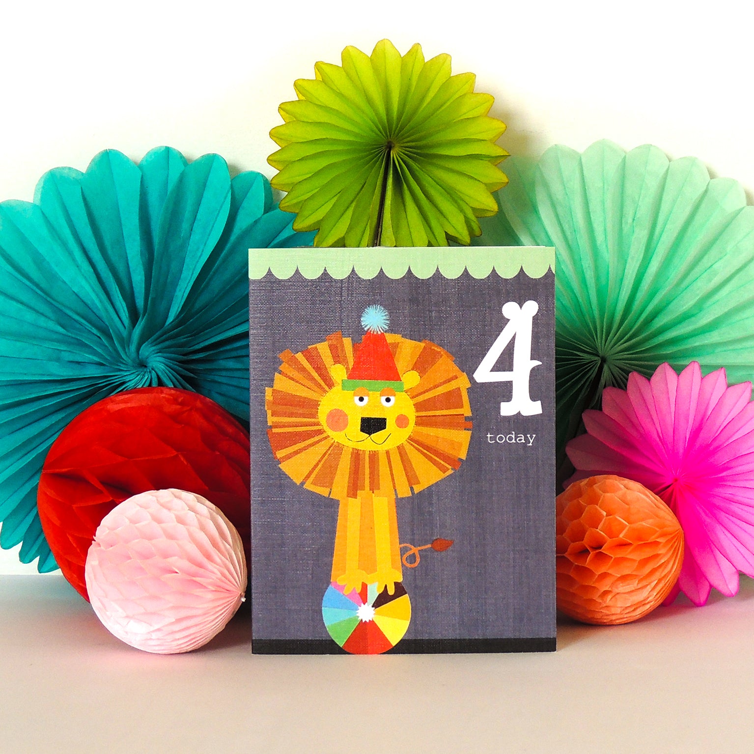 CTW04 mini lion 4th birthday card