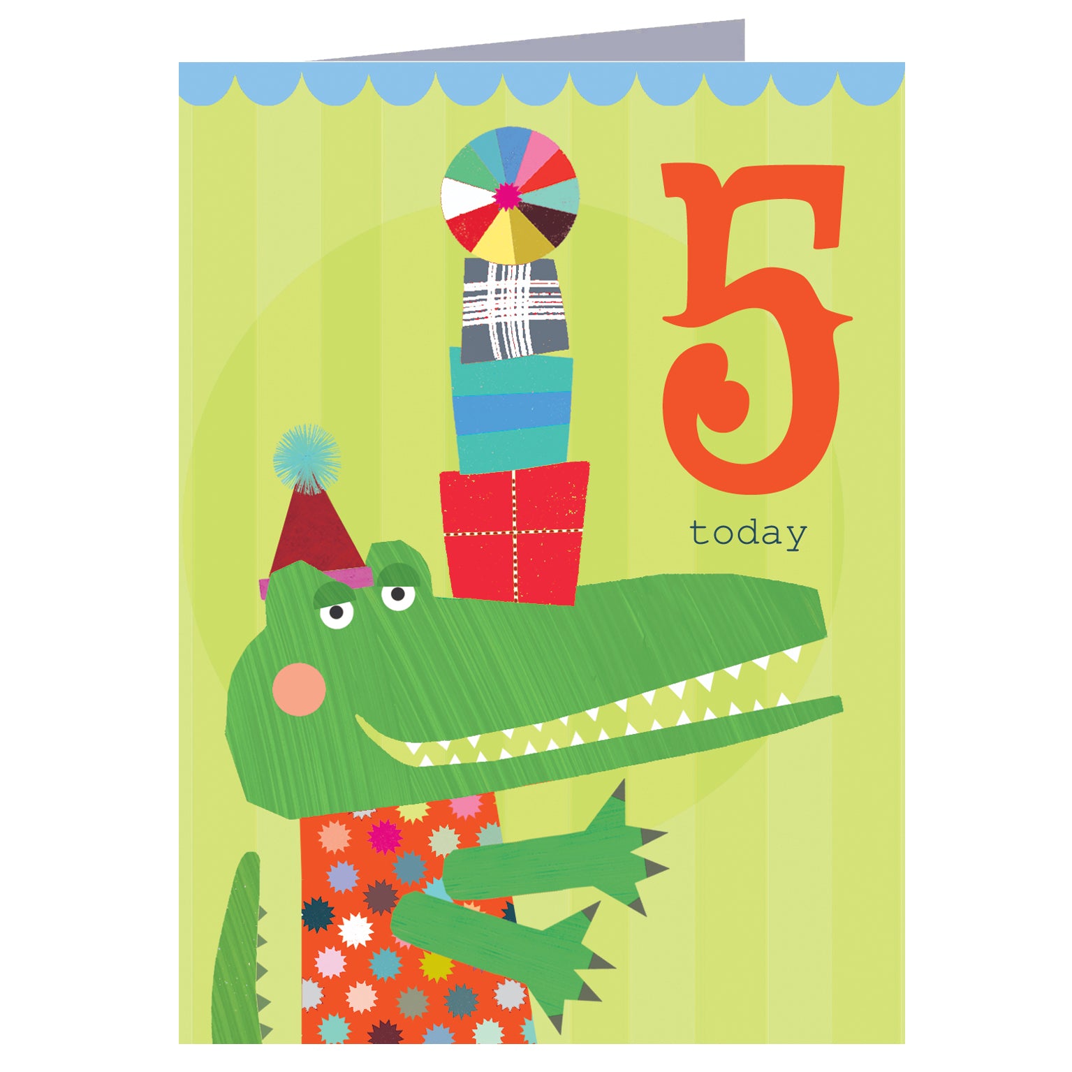 CTW05 mini crocodile 5th birthday card