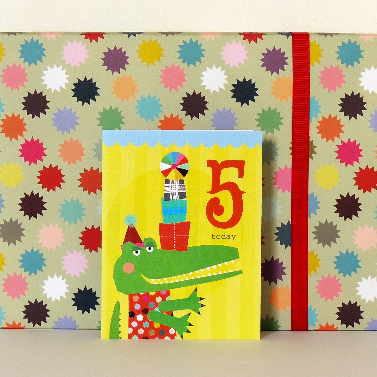 CTW05 mini crocodile 5th birthday card