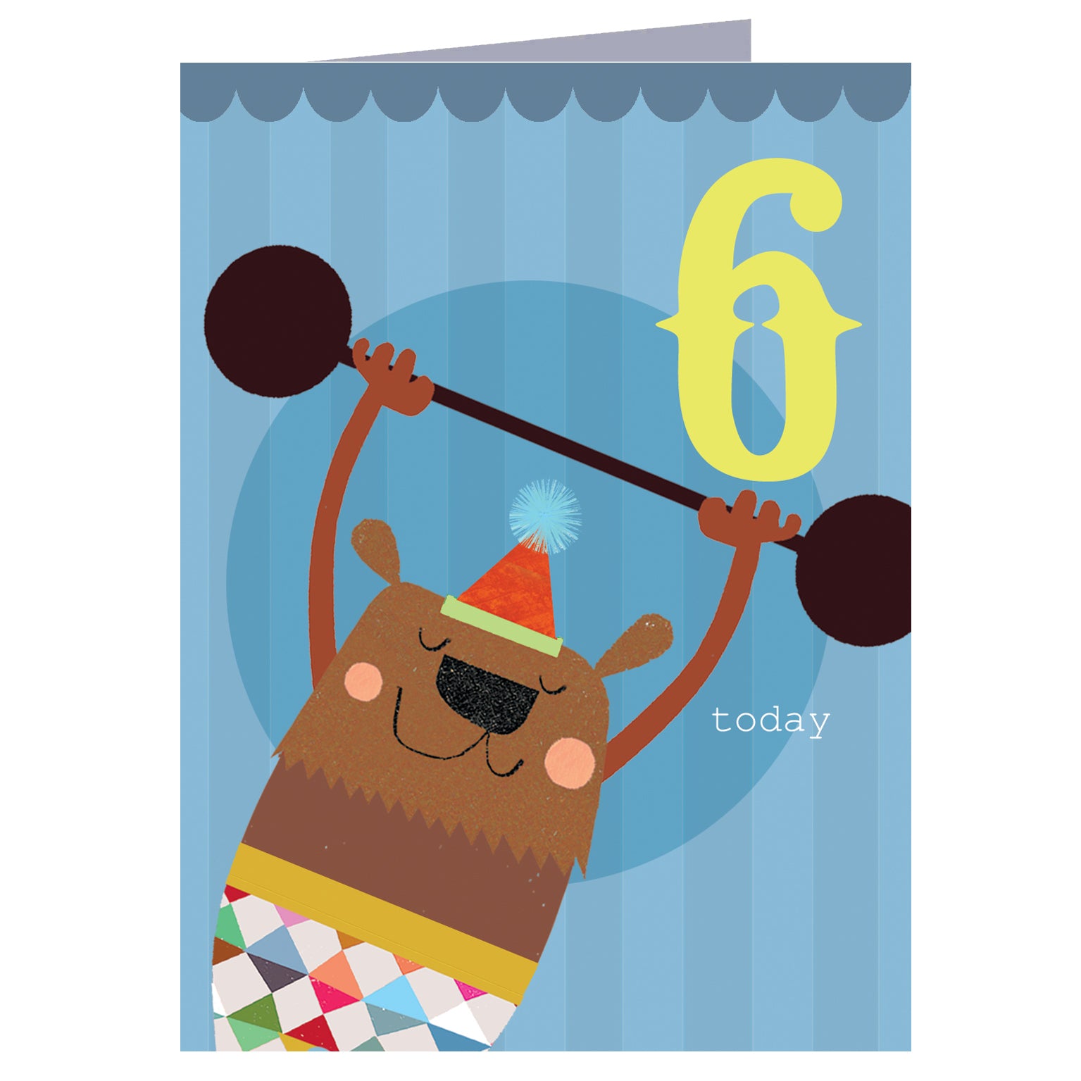 CTW06 mini bear 6th birthday card