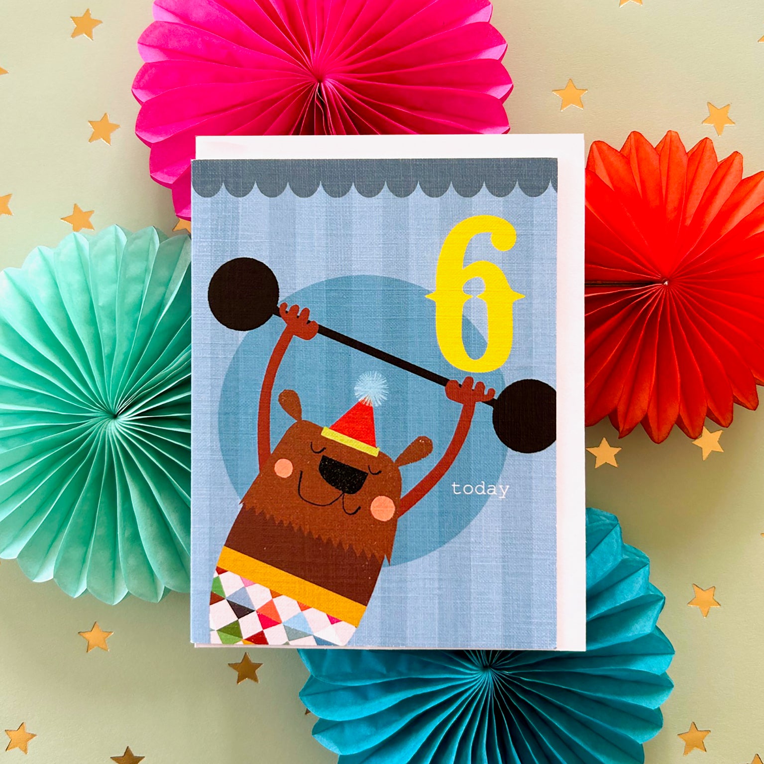 CTW06 mini bear 6th birthday card