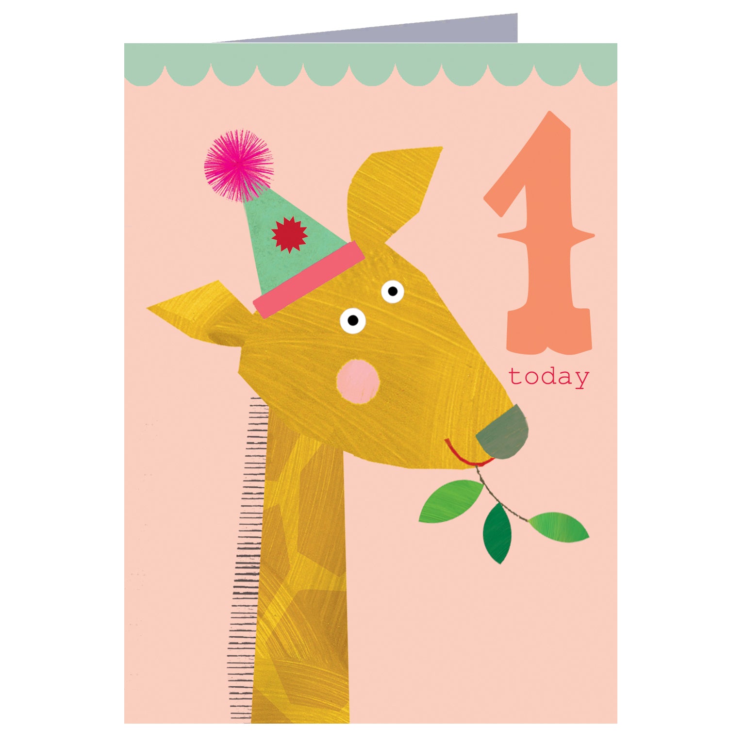 CTW07 mini giraffe 1st birthday card