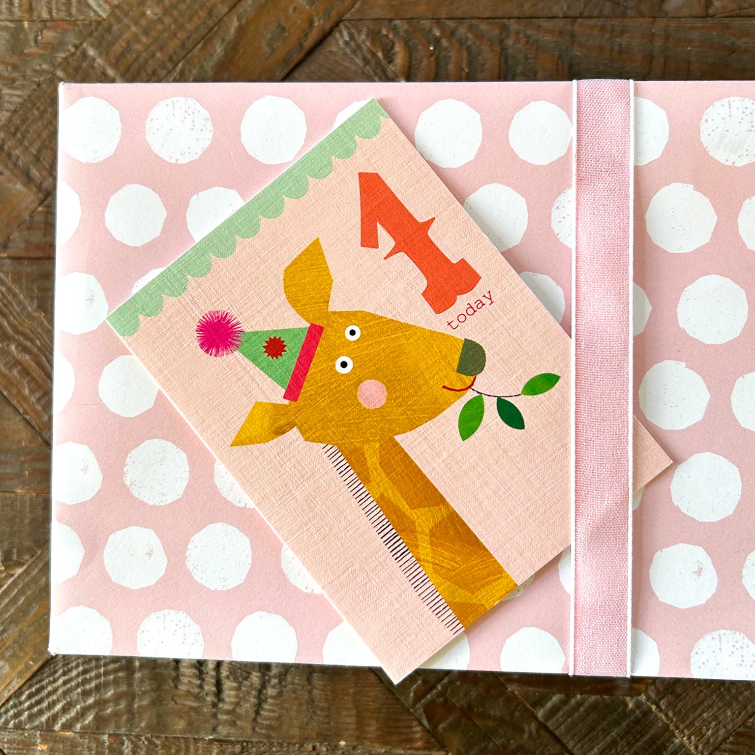 CTW07 mini giraffe 1st birthday card