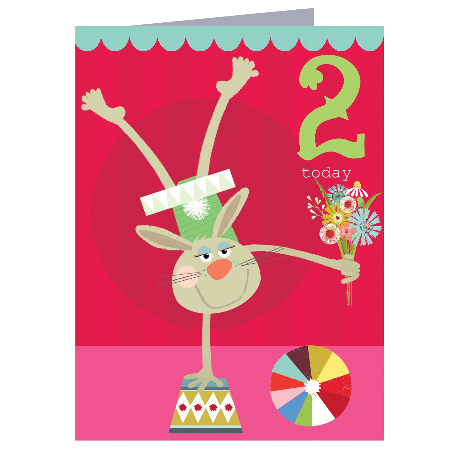 CTW08 mini rabbit 2nd birthday card