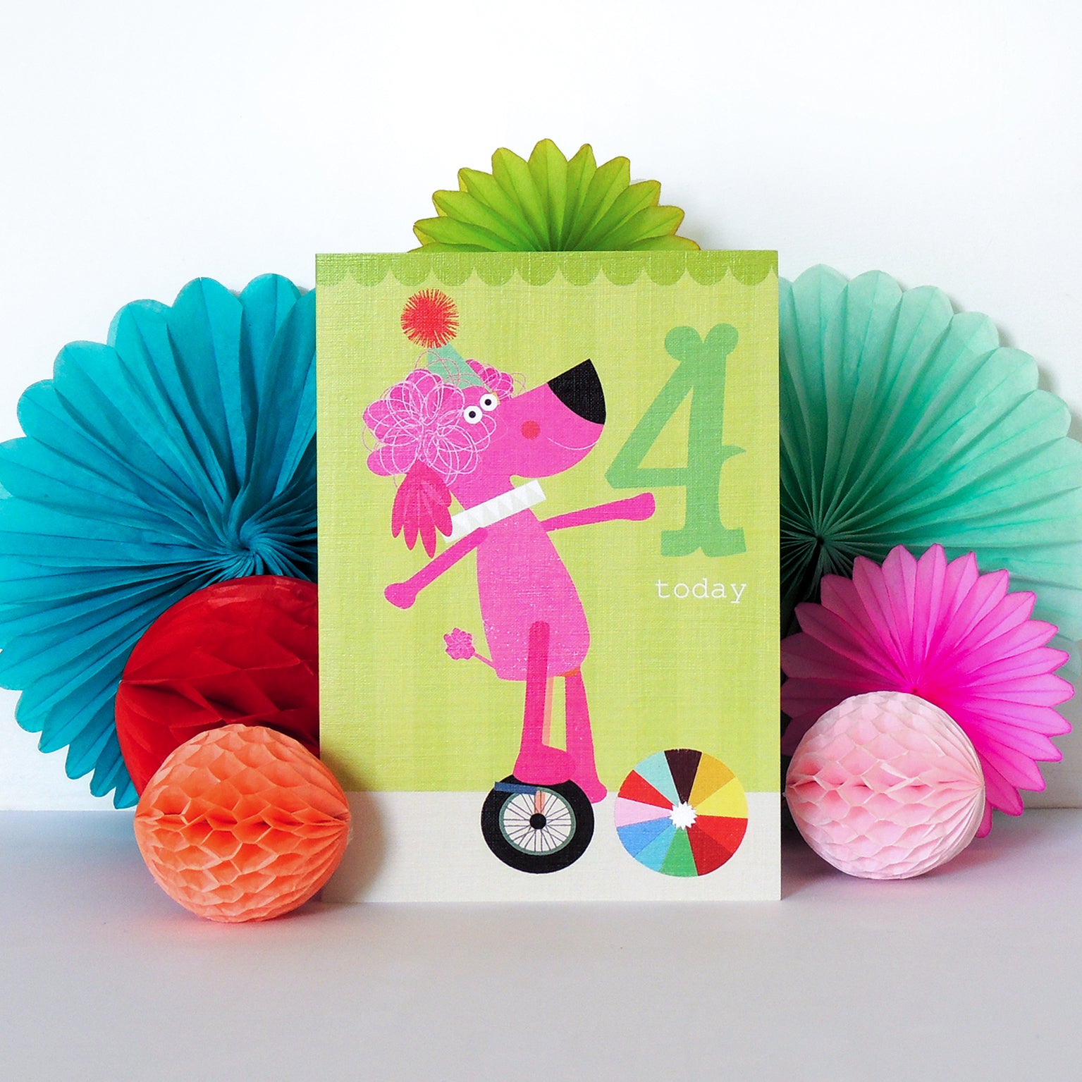 CZ10 poodle 4th birthday card