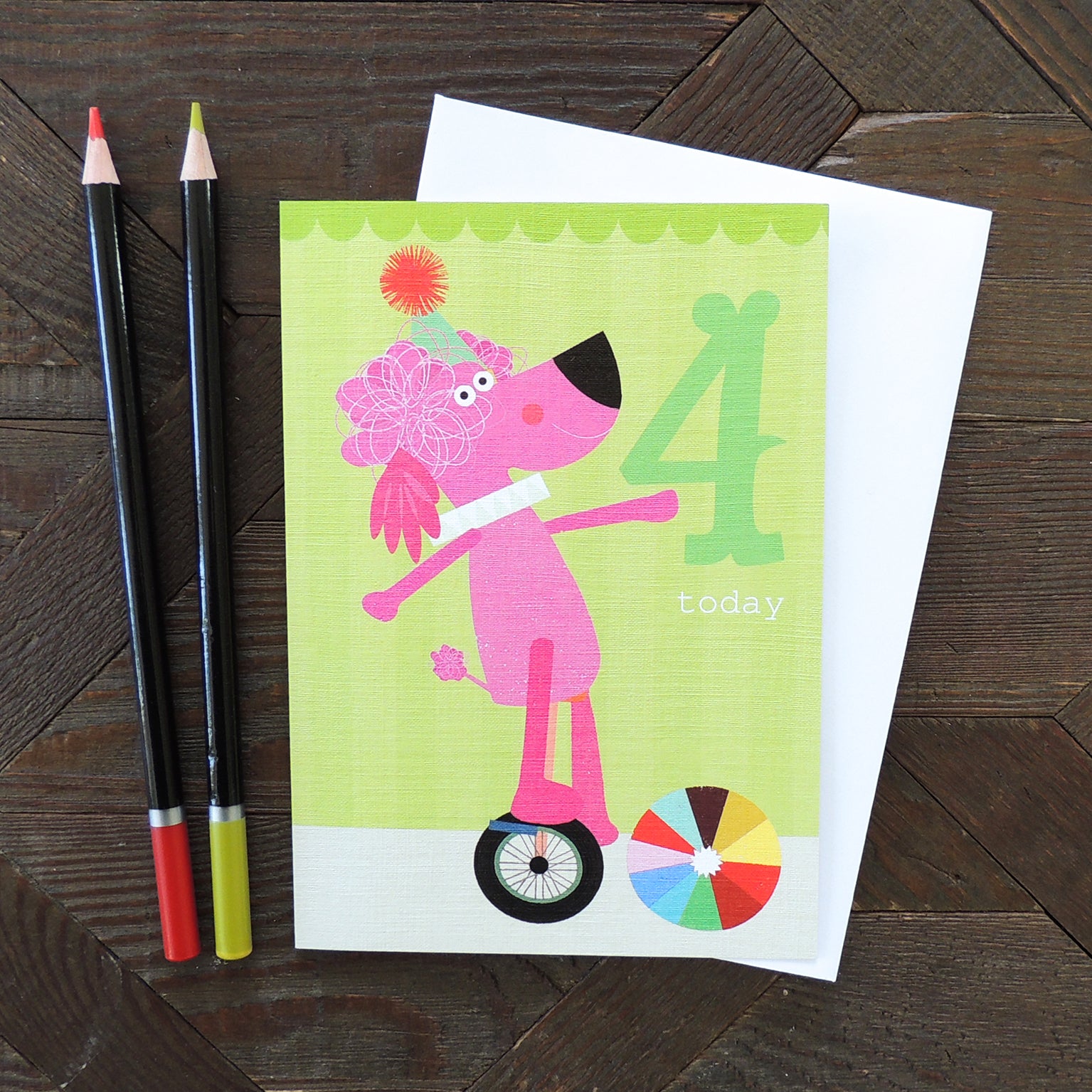 CZ10 poodle 4th birthday card