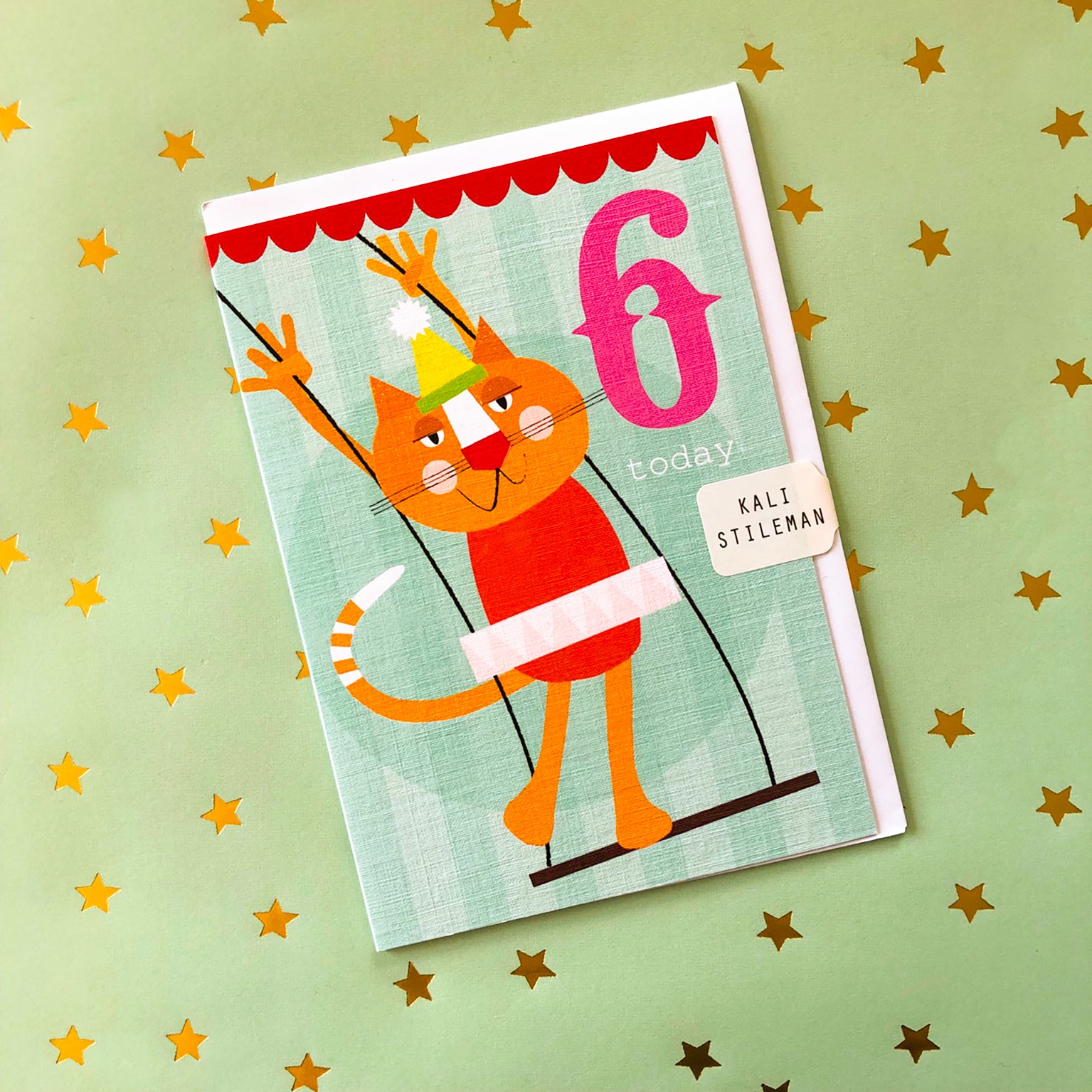 CZ12 cat 6th birthday card