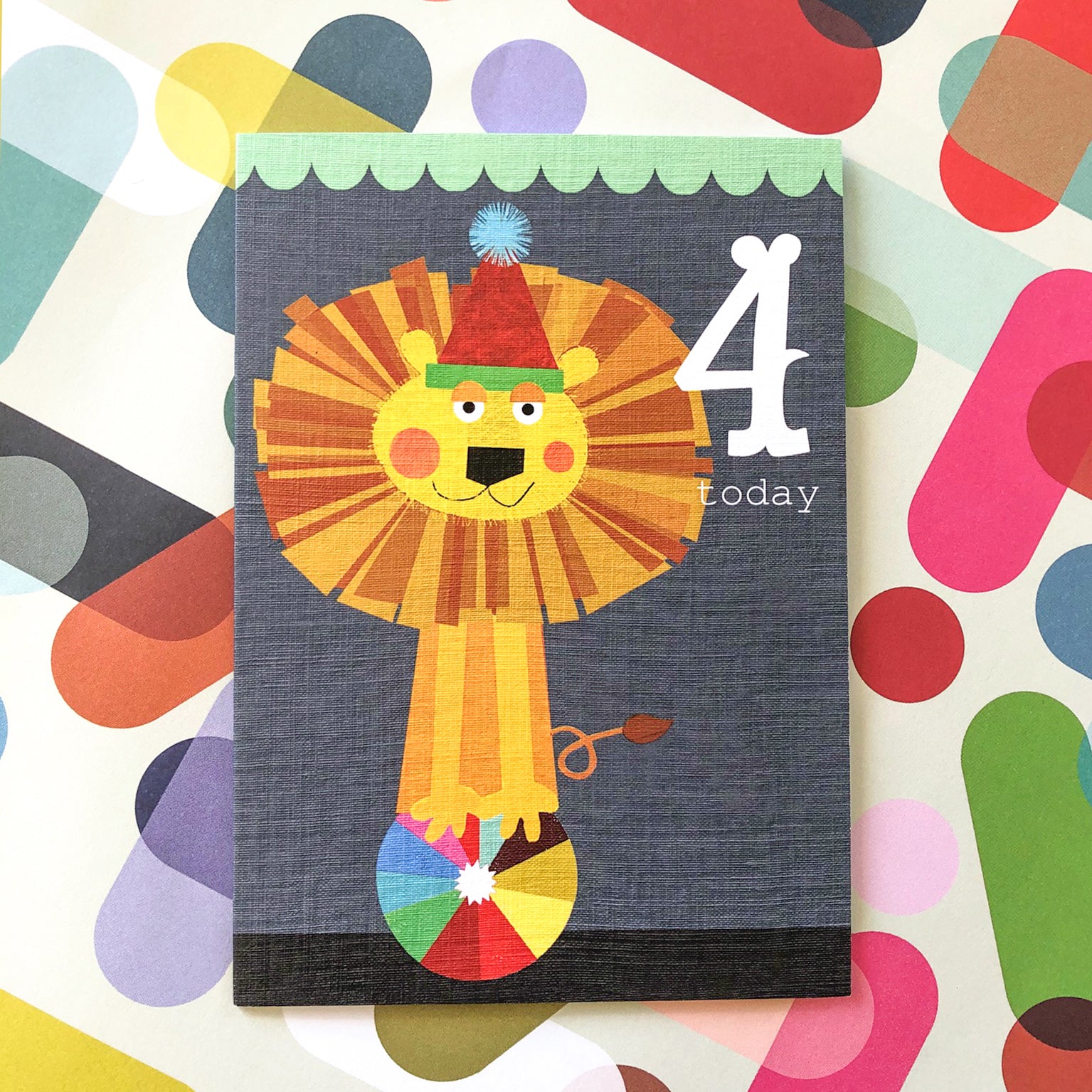 CTW04 mini lion 4th birthday card