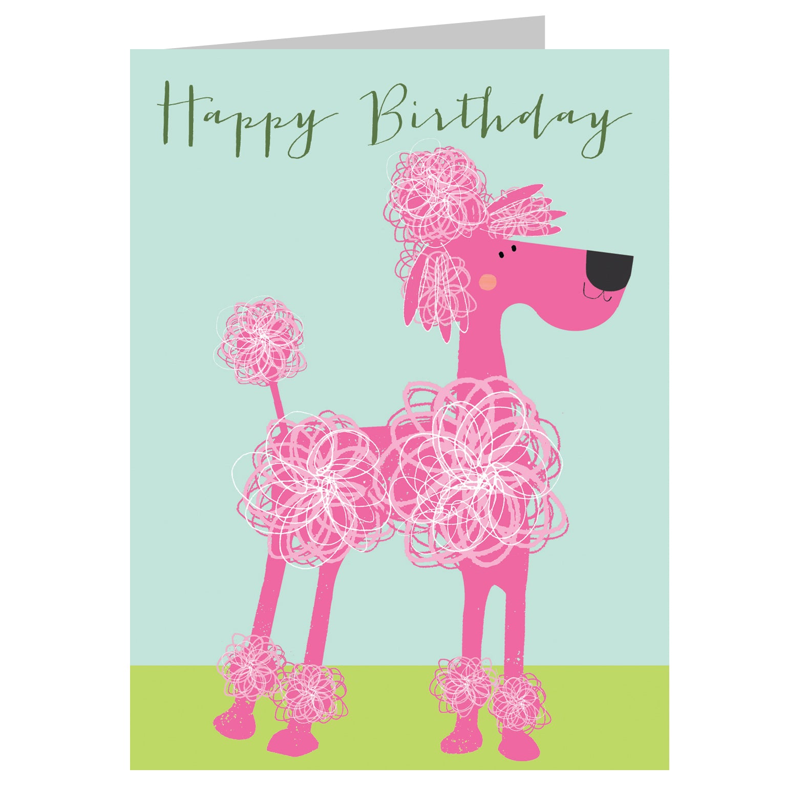 DG02 mini pink poodle birthday card