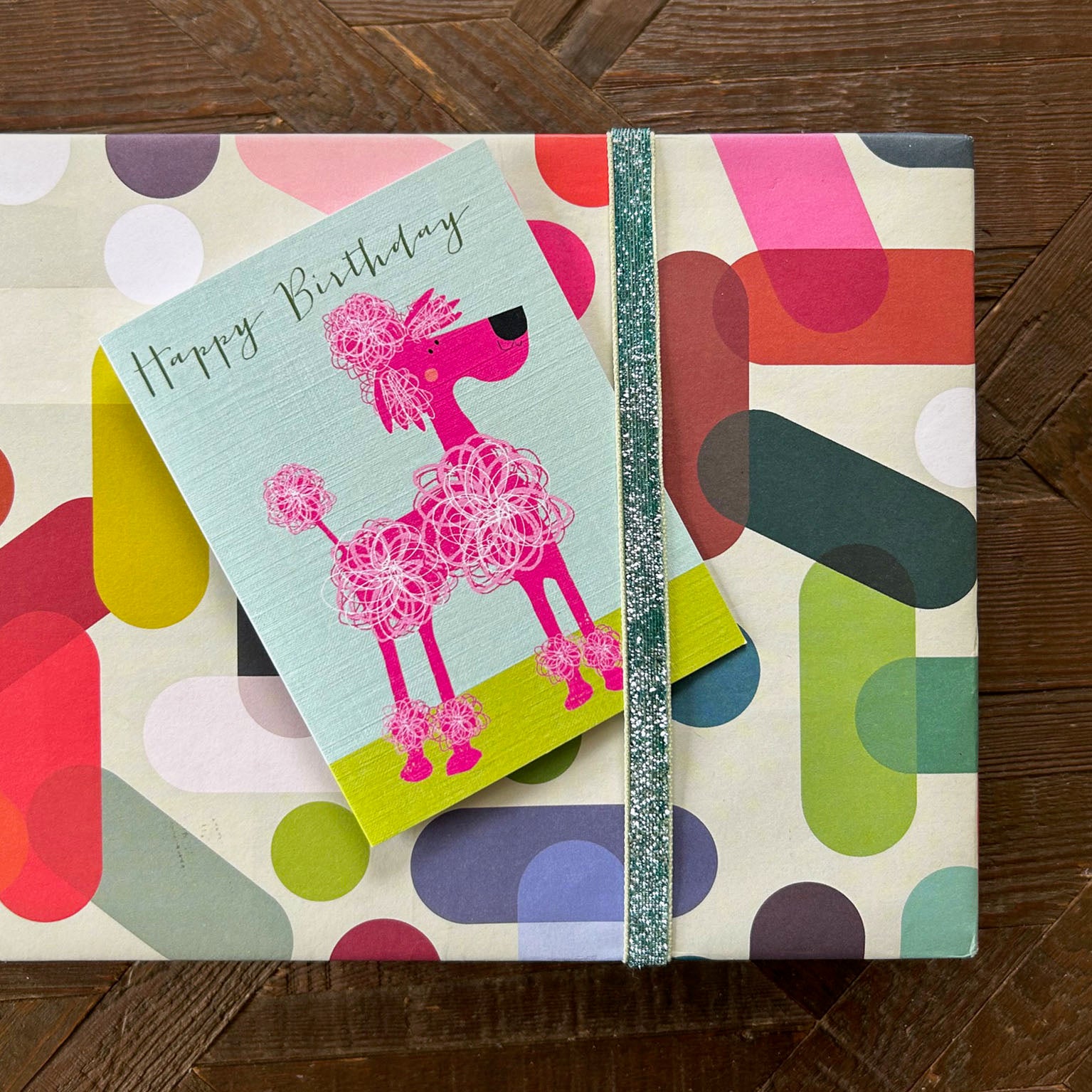 DG02 mini pink poodle birthday card