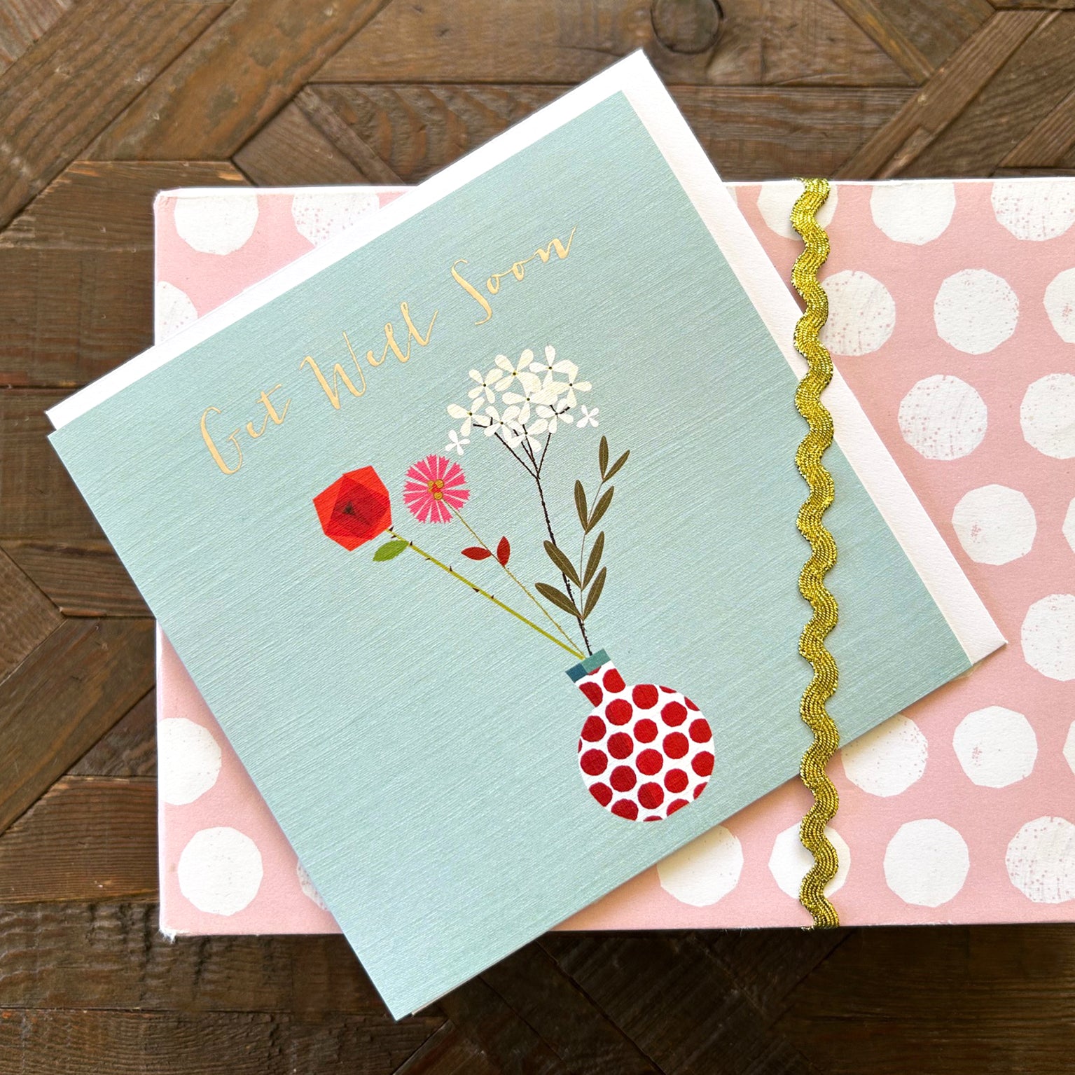 FK03 silver foiled get well soon card