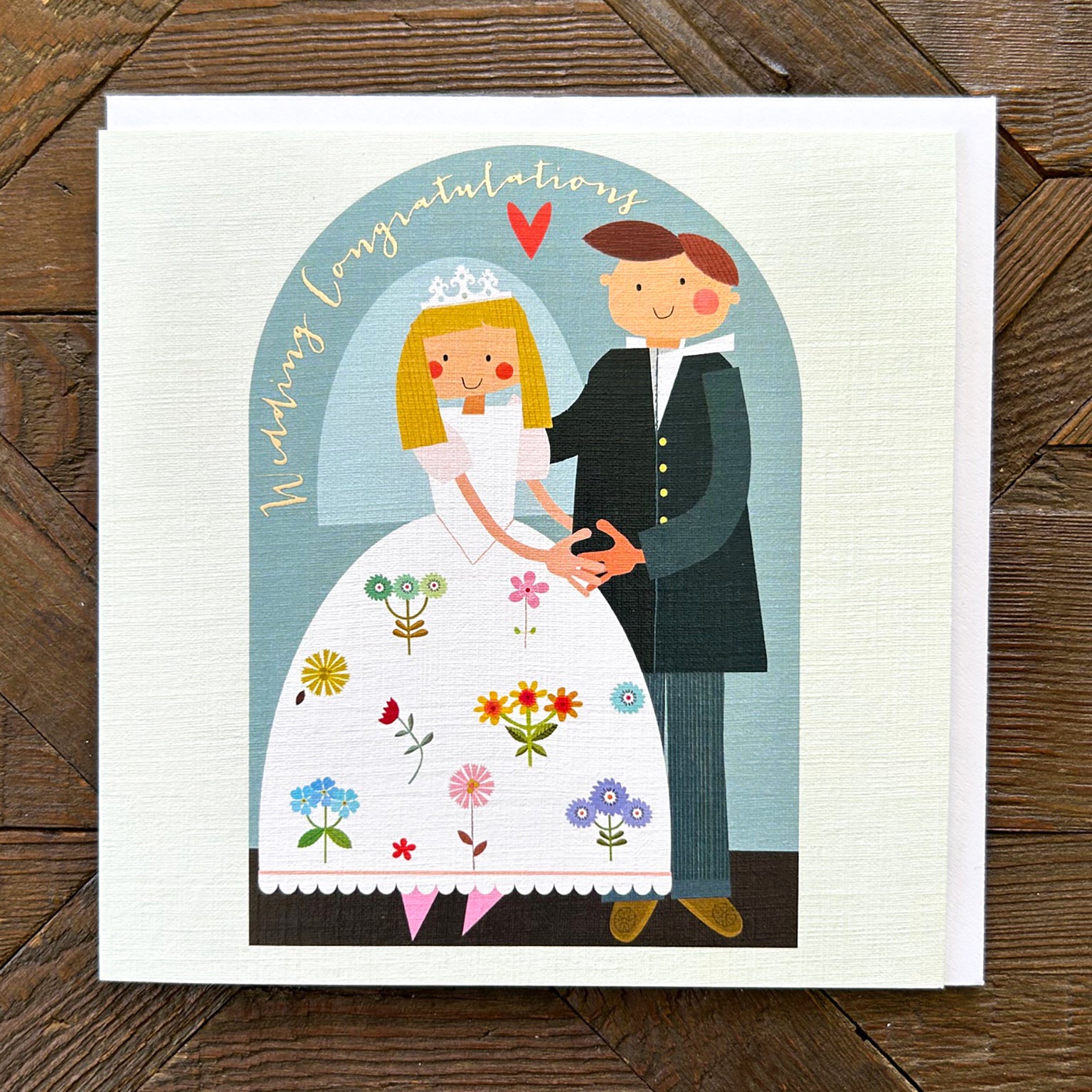 FK13 silver foiled wedding card