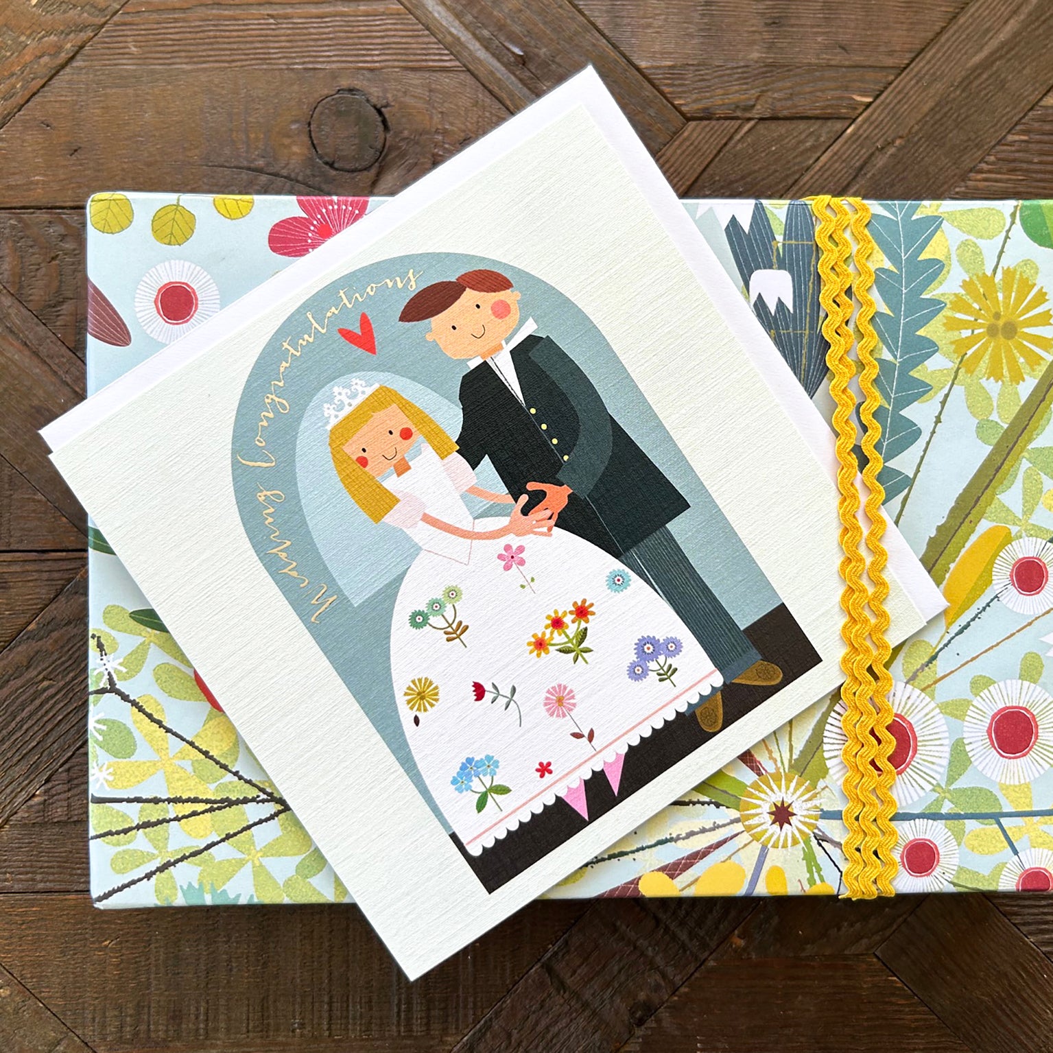 FK13 silver foiled wedding card