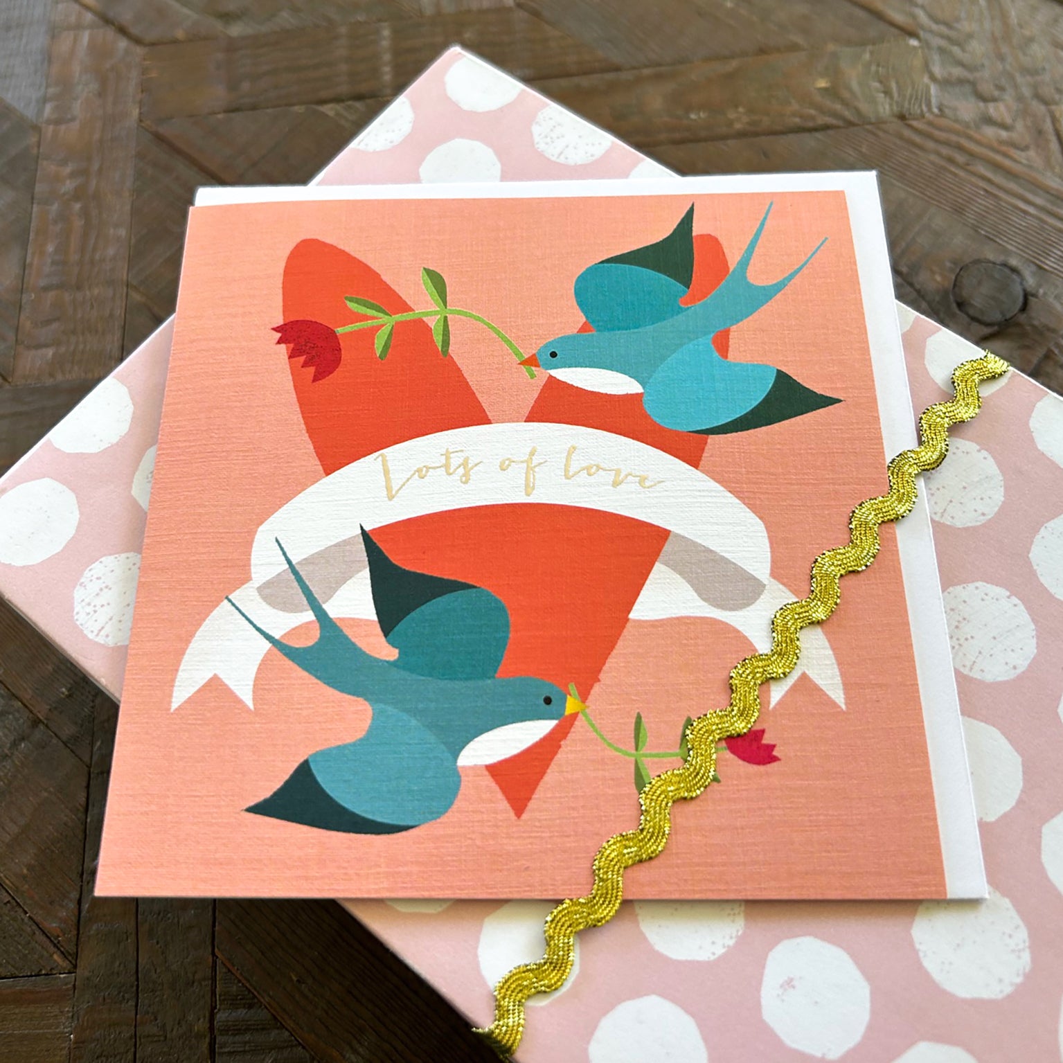 FK15 silver foiled lots of love card