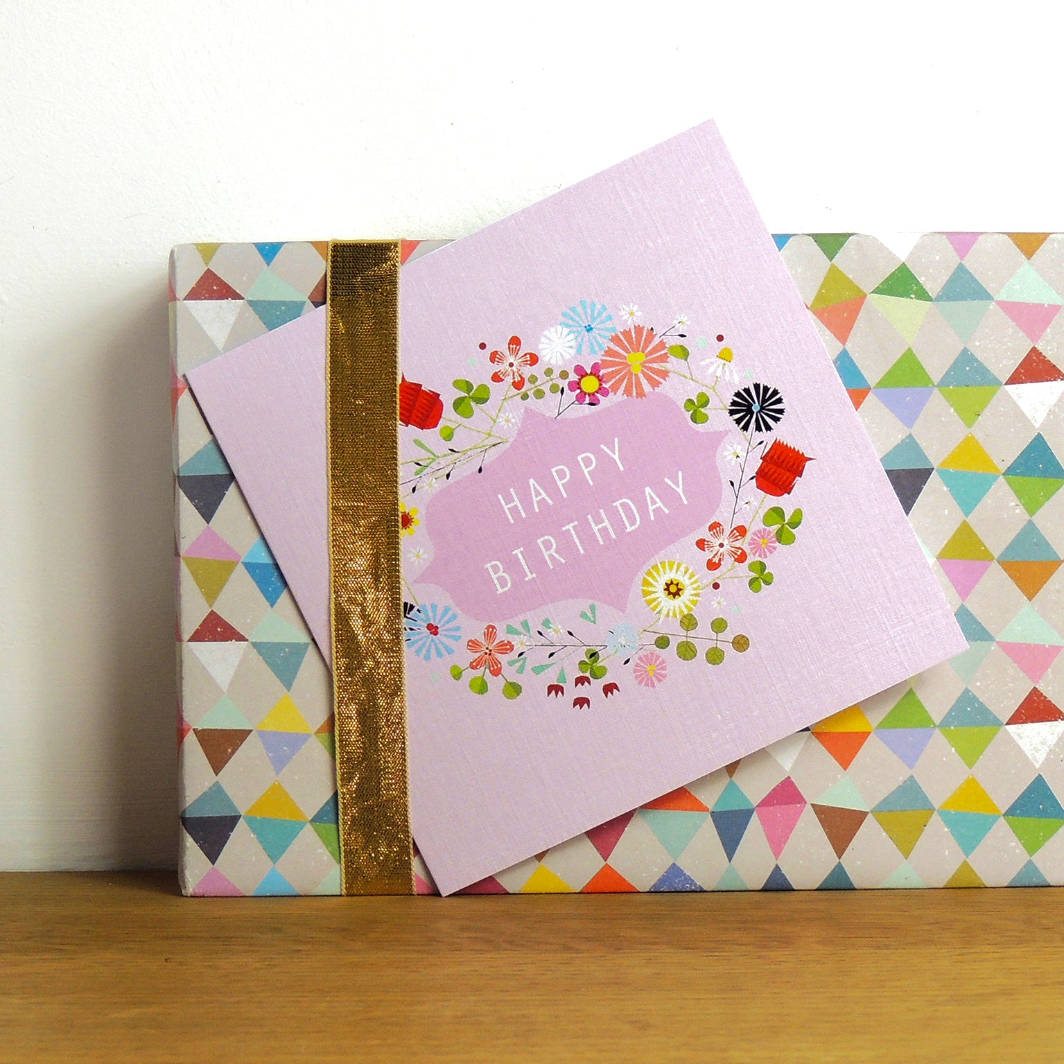 FL24 floral happy birthday card