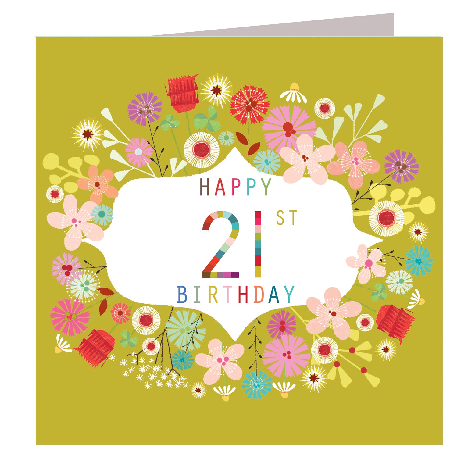 FLN21 floral 21st birthday card