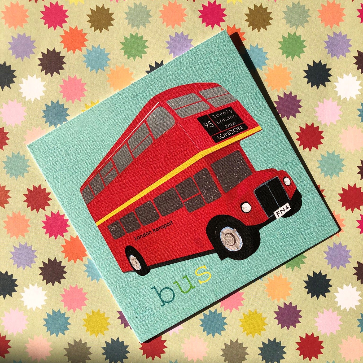 FN02 london bus greetings card