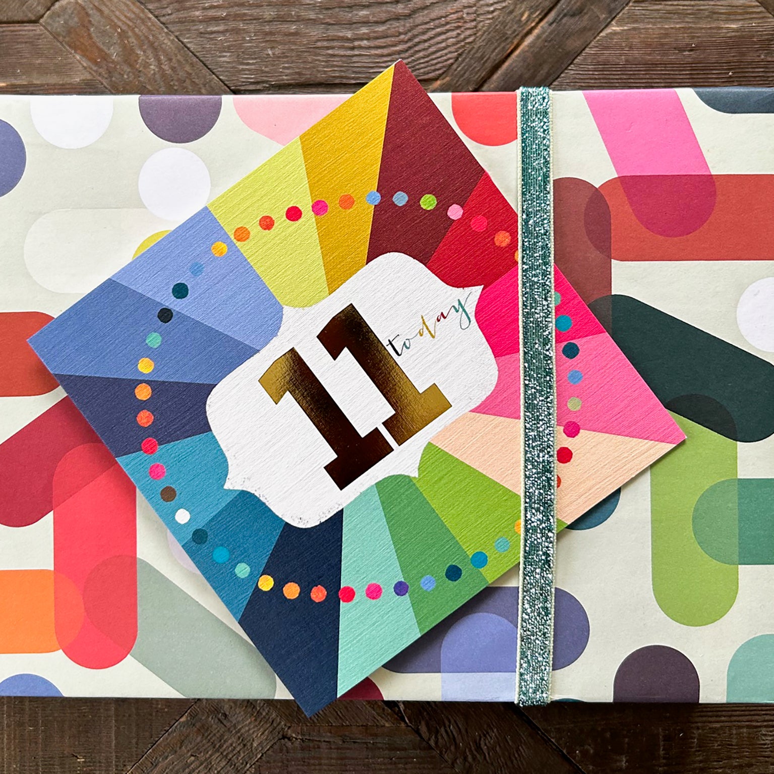 GC11 colourful cloud 11th birthday card